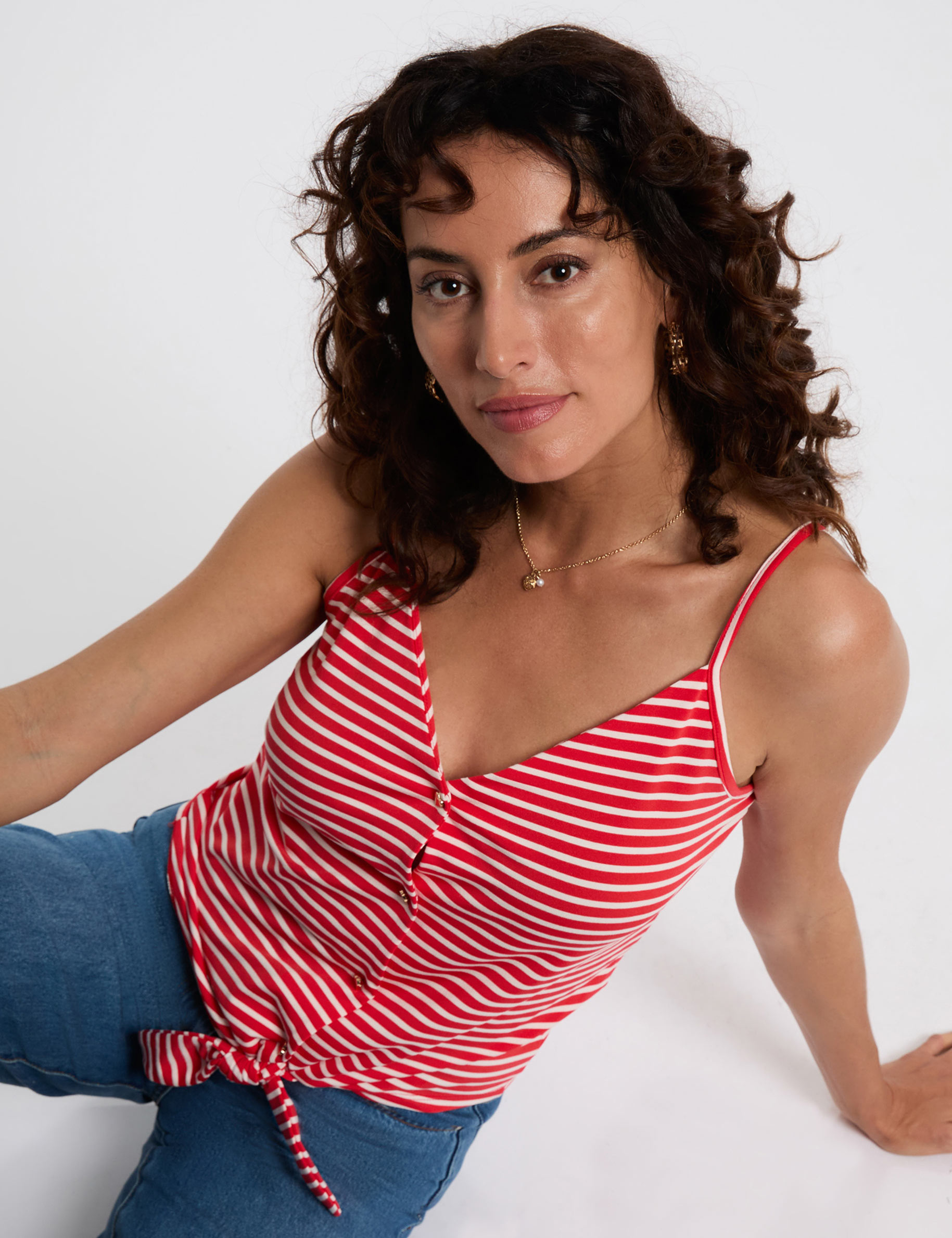 debardeur cropped col v blanc femme Débardeur cropped col v blanc femme