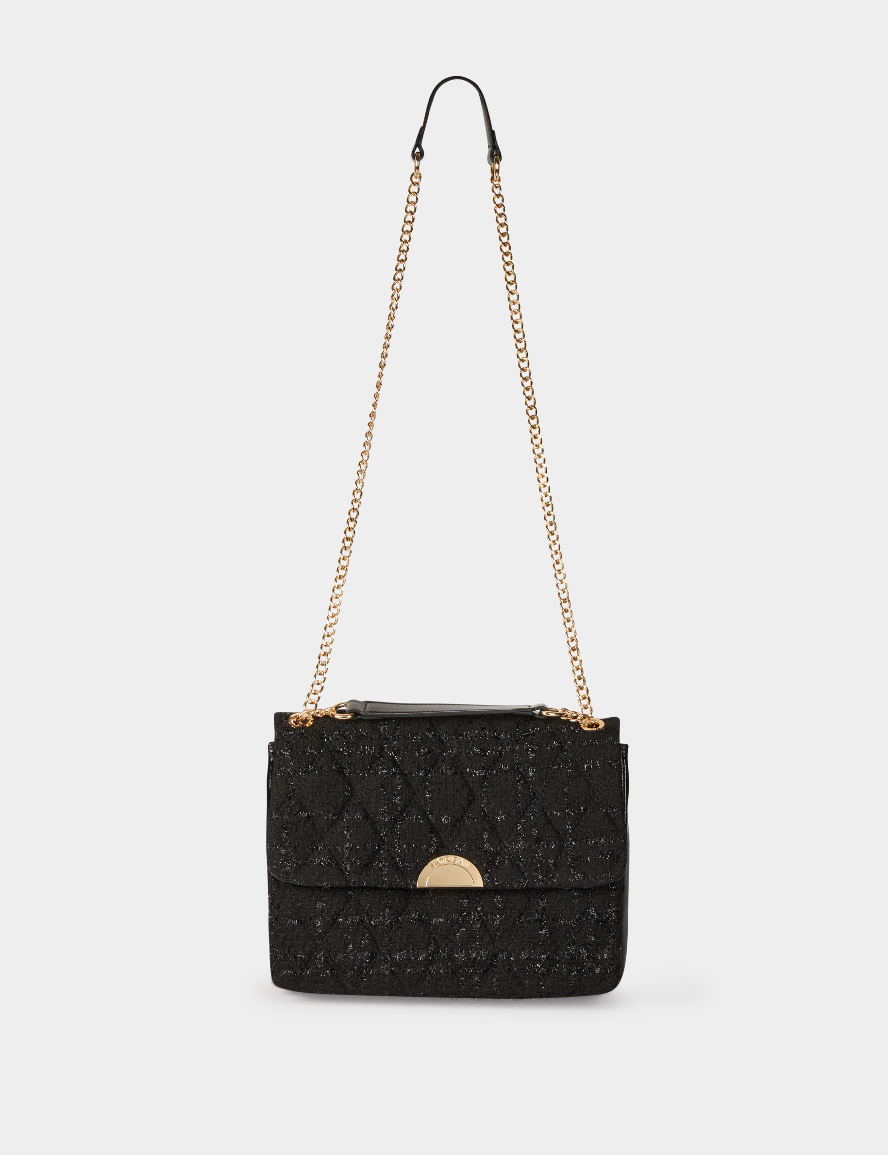 Sac tweed métallisé noir femme