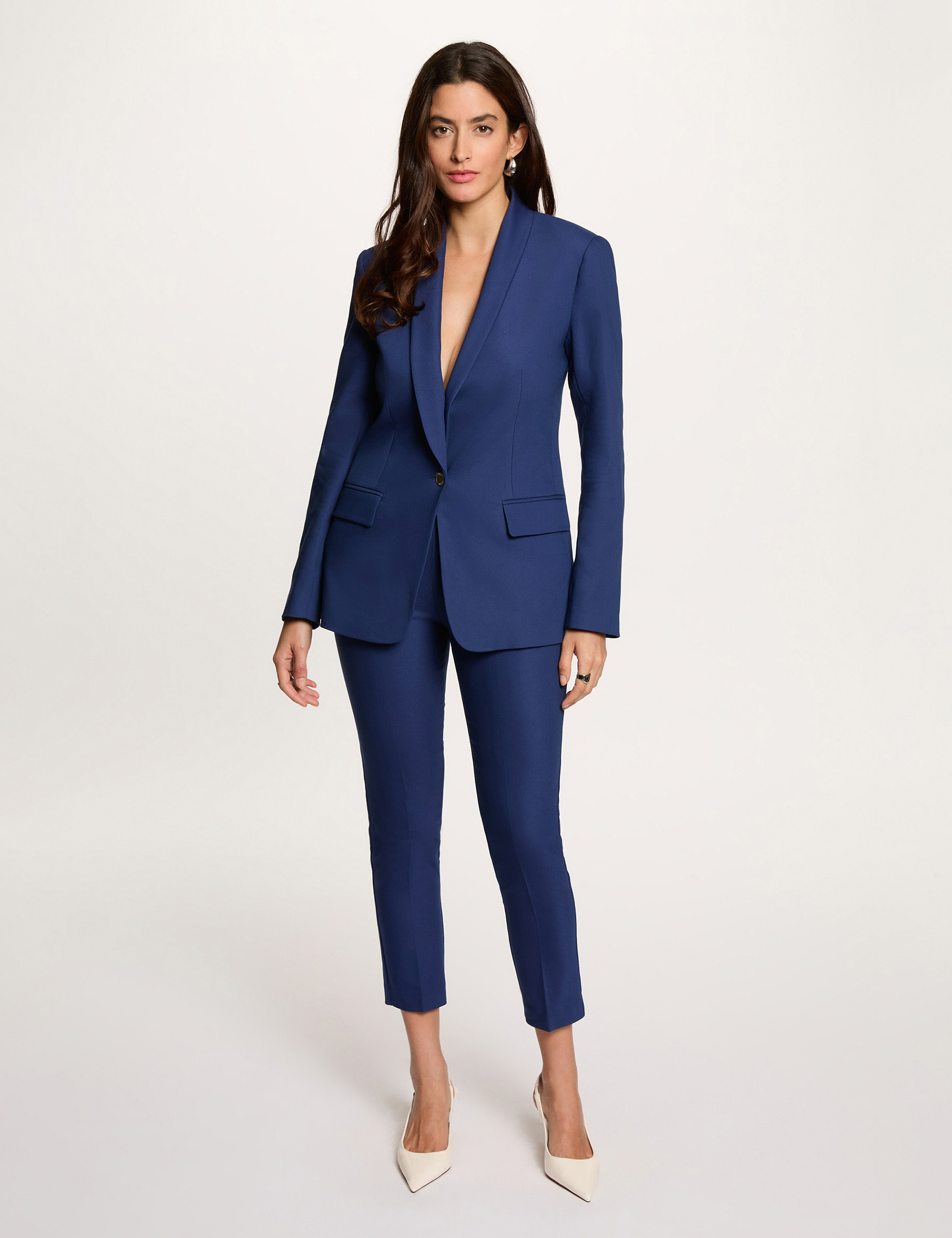 Veste courte col ch&acirc;le bleu marine femme