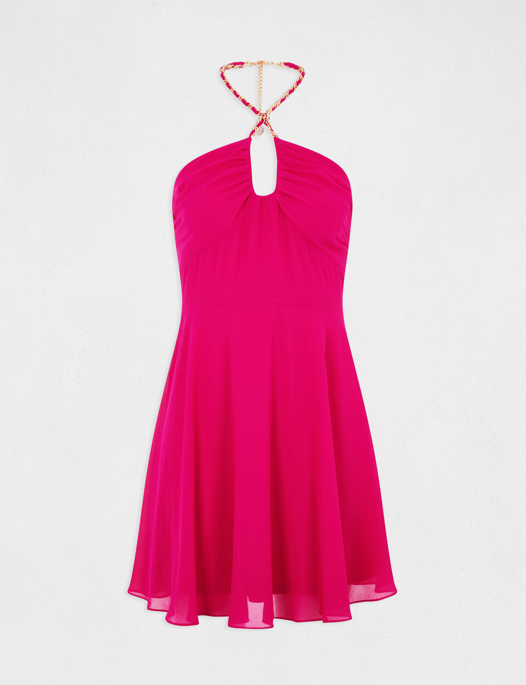 Robe trapèze avec col bustier rose fonce femme
