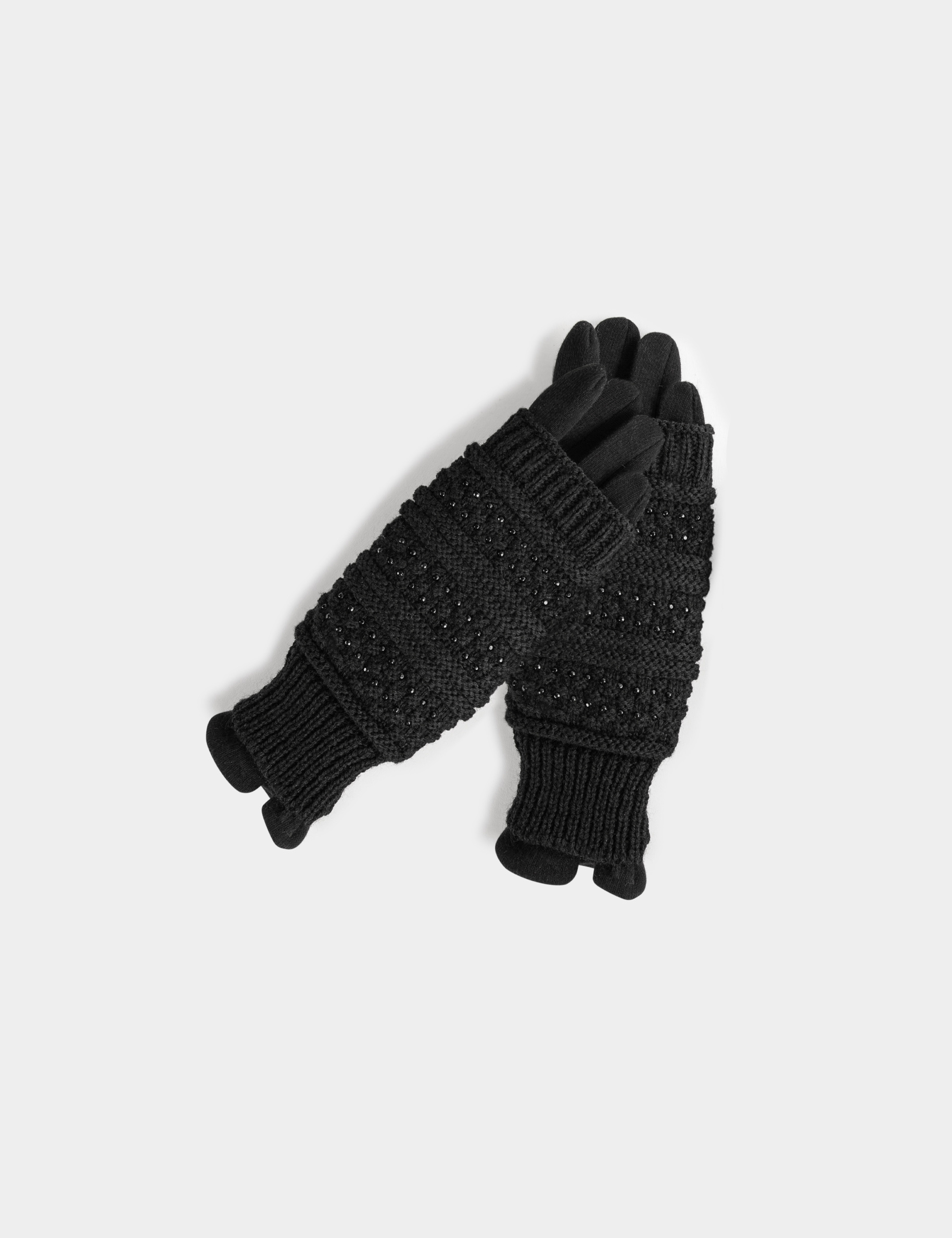 gants en maille avec strass noir femme zwart vrouw