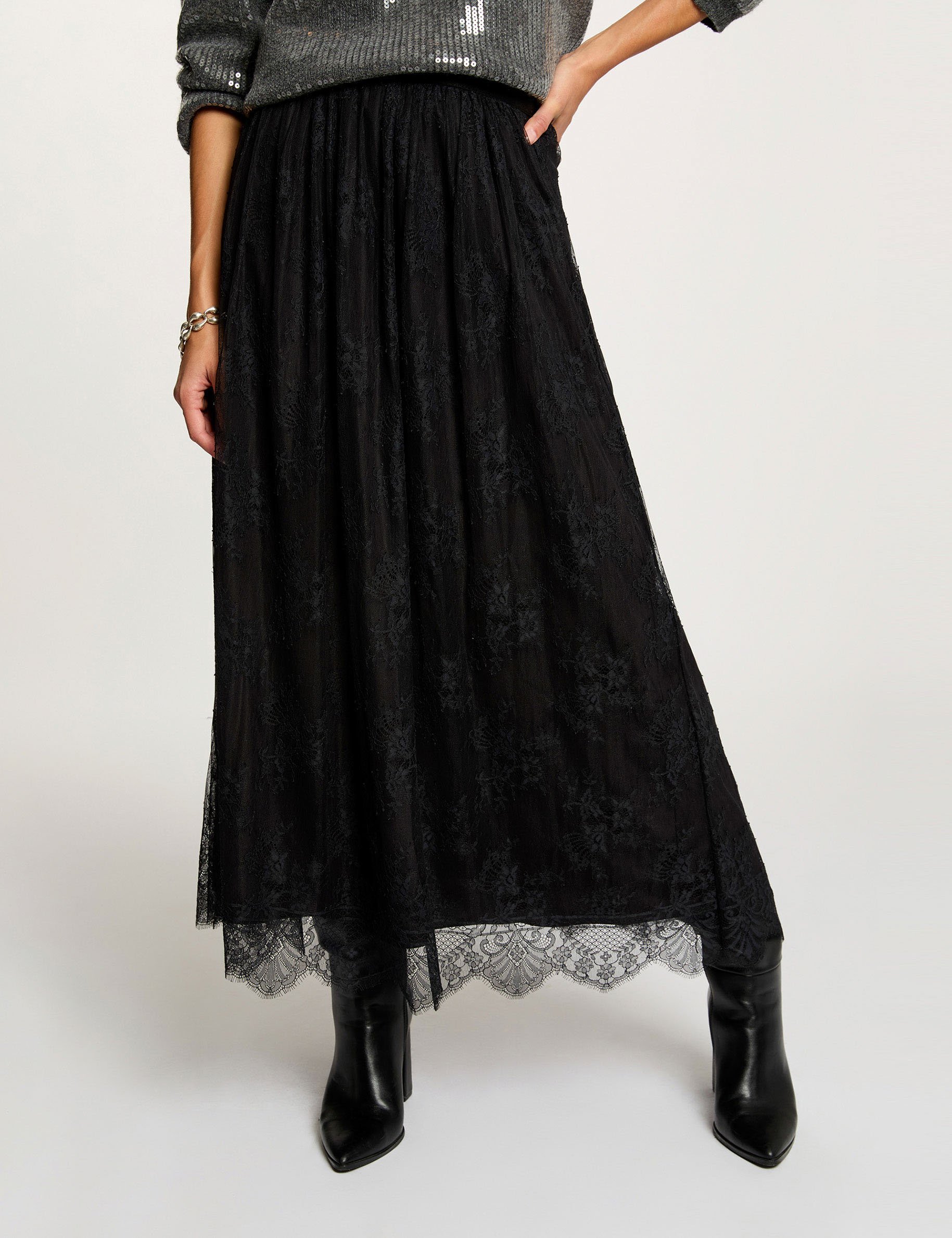 jupe longue dentelle noir femme Jupe longue dentelle noir femme