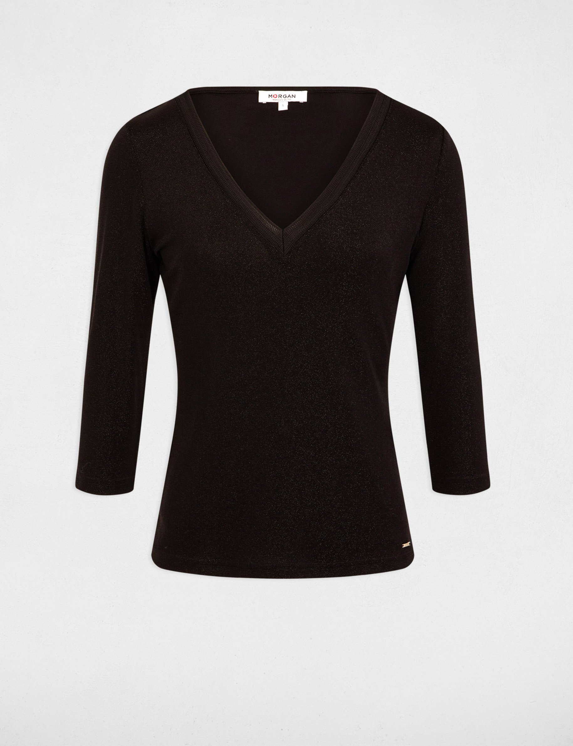 T-shirt met 3/4 mouwen zwart vrouw