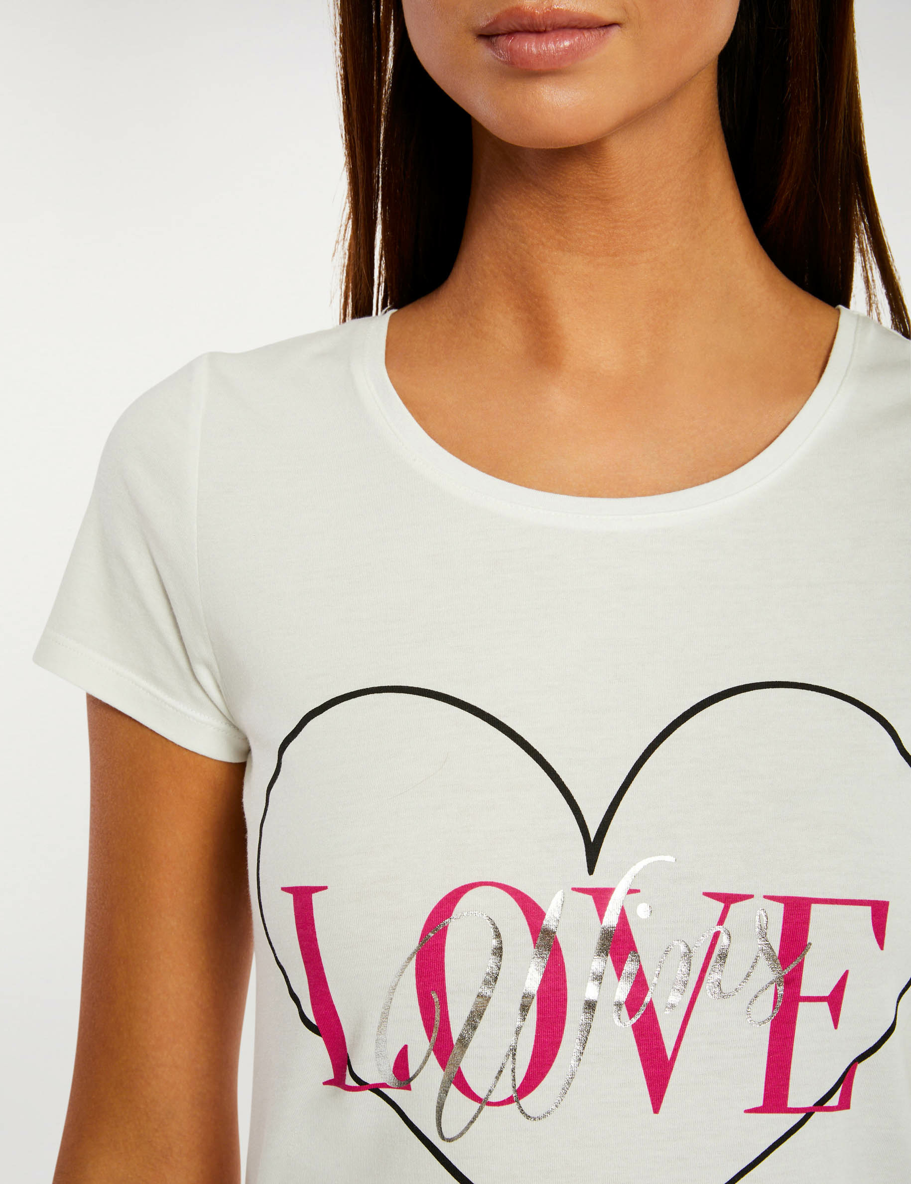 t shirt korte met mouwen ecru vrouw T-shirt korte met mouwen ecru vrouw