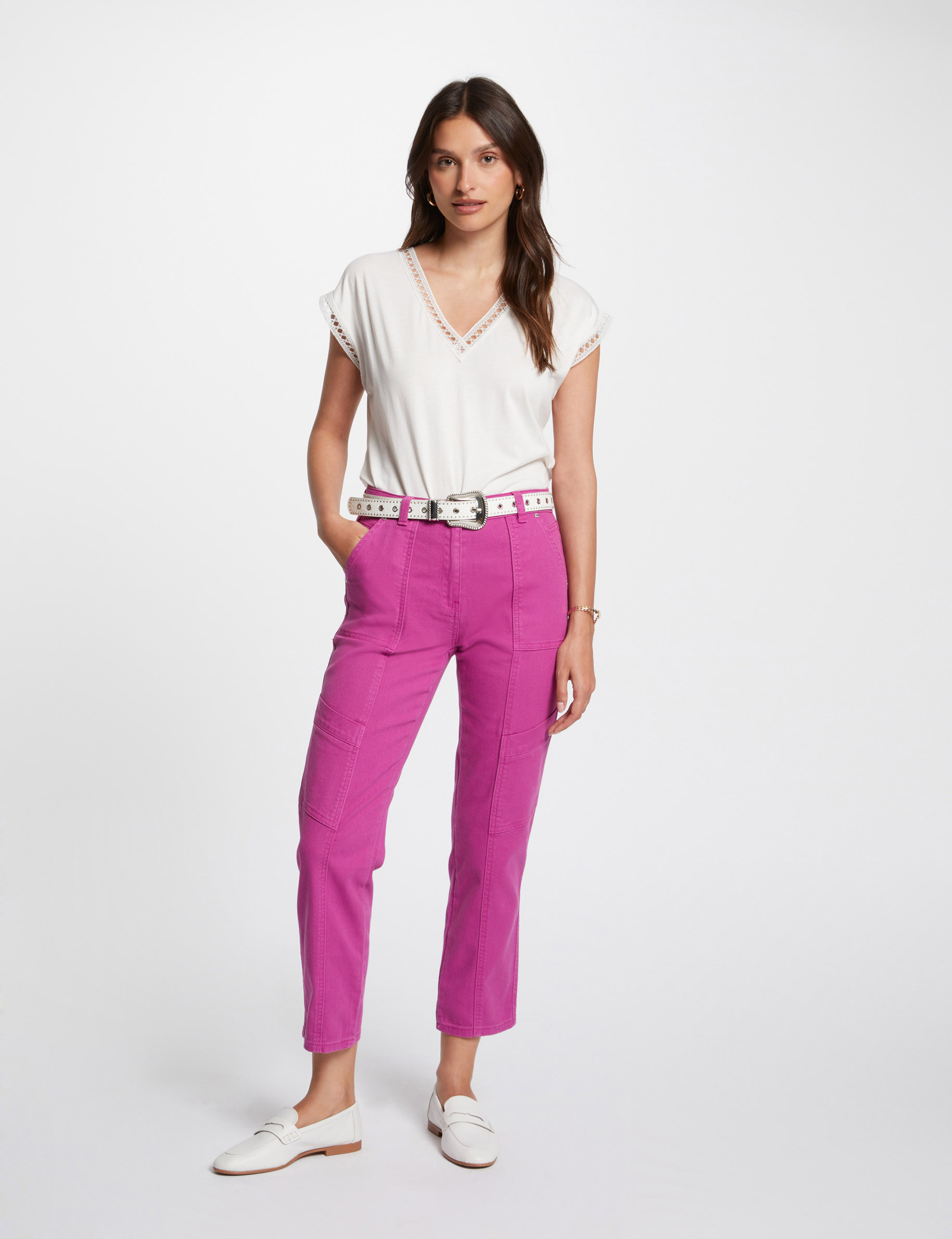 jeans ajuste acid wash rose fonce femme Jeans ajusté acid wash rose fonce femme