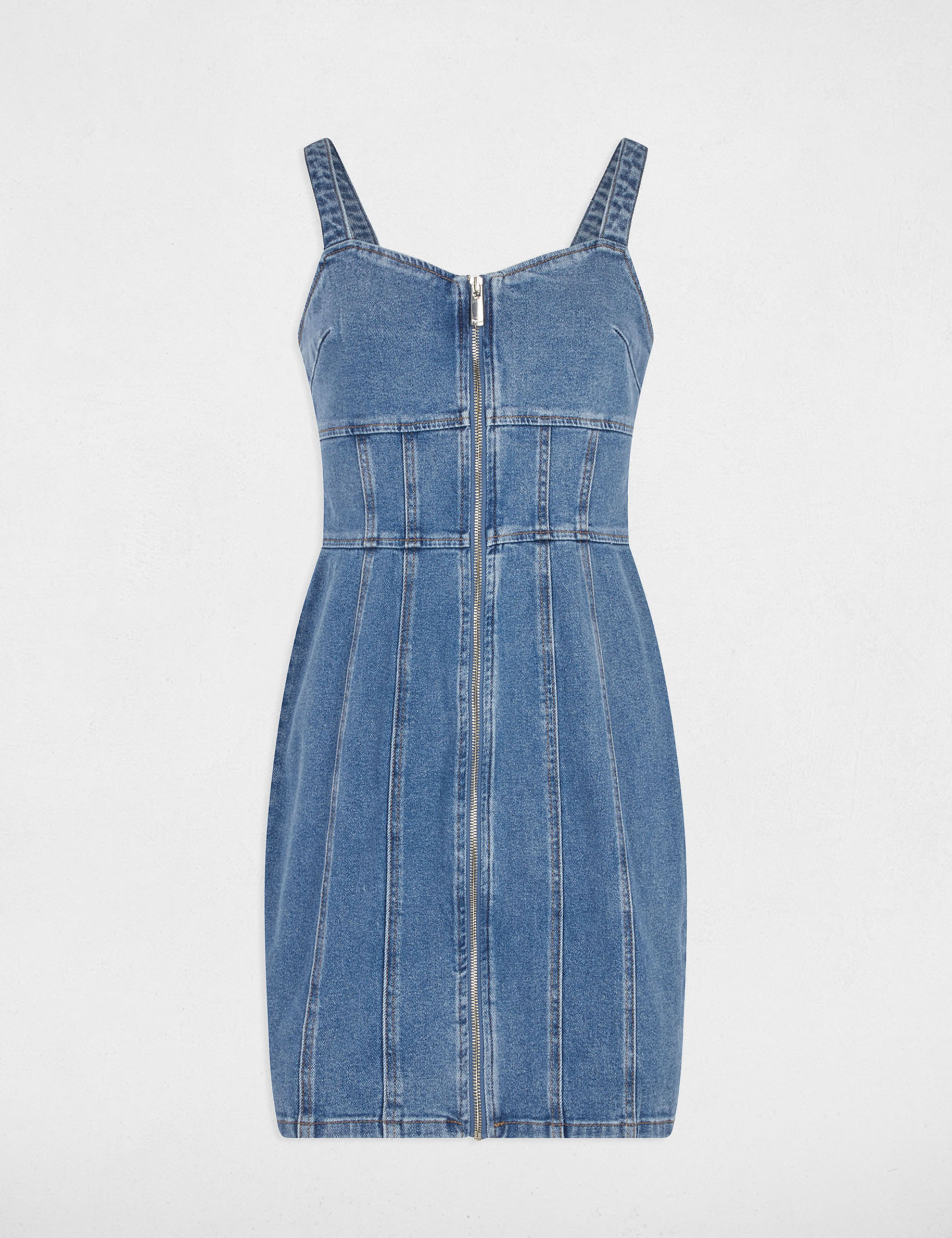 robe courte ajustee en jean denim stone femme Robe courte ajustée en jean denim stone femme