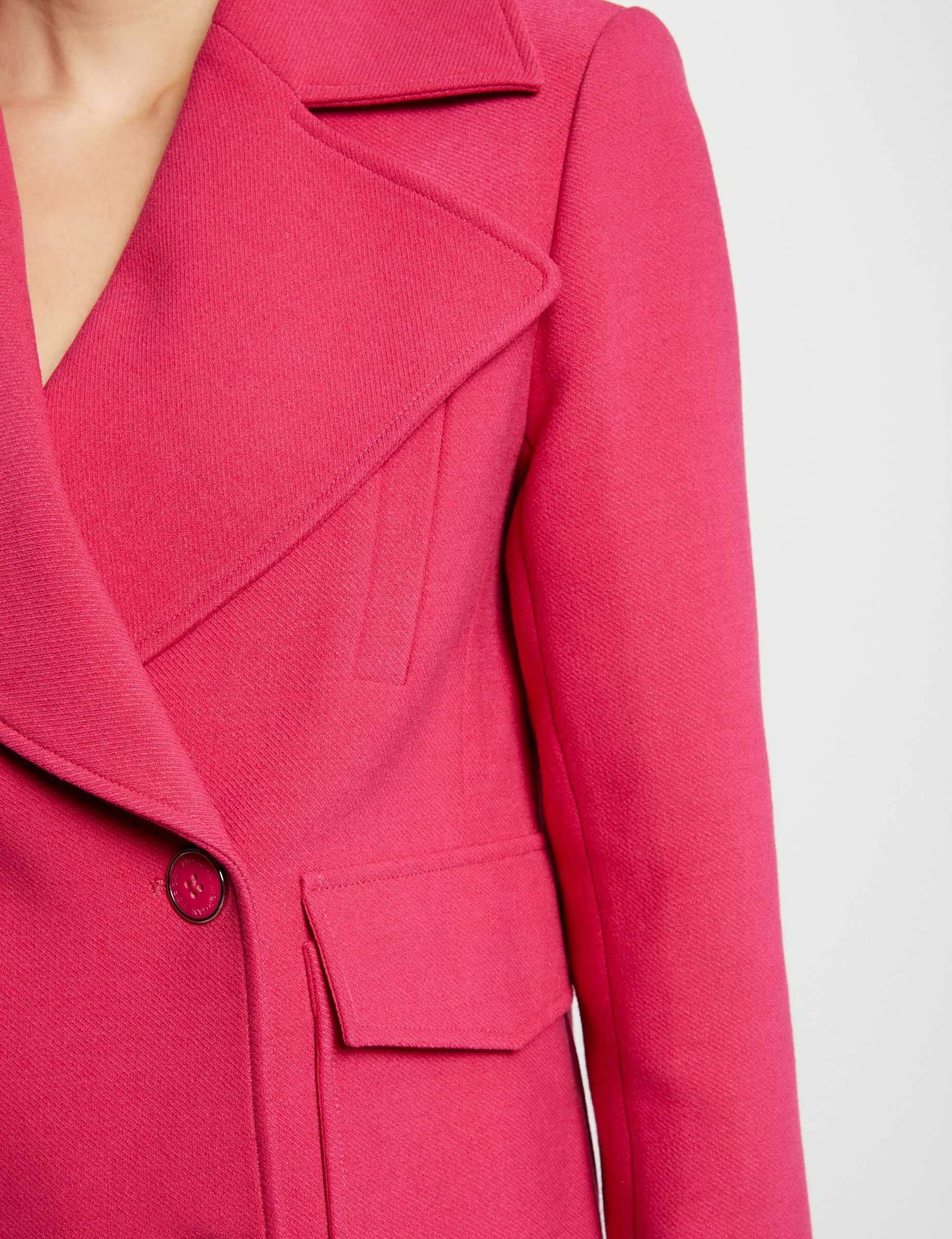 Manteau court boutonné rose moyen femme