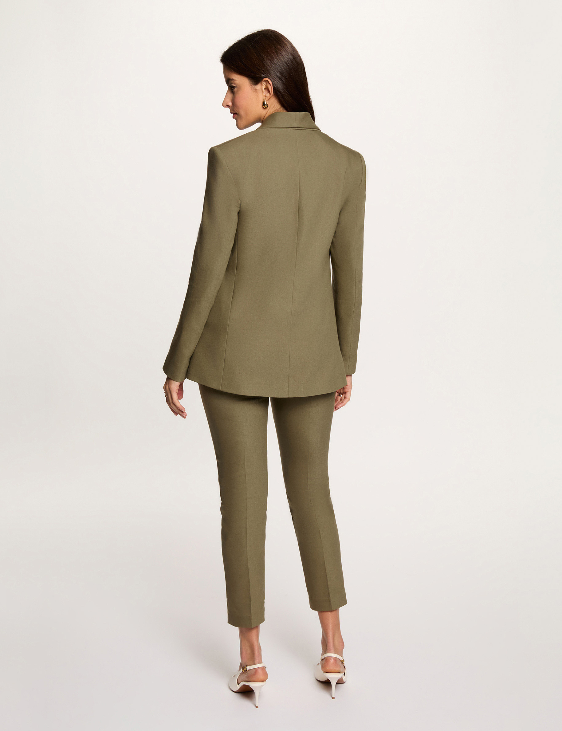 Pantalon cigarette 7/8&egrave;me vert kaki femme