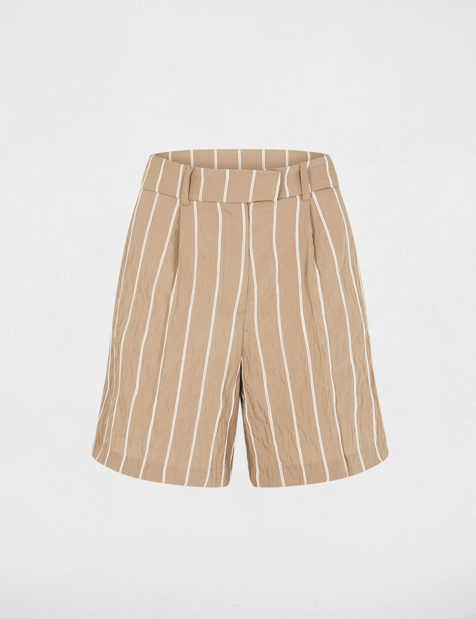 Gestreepte high-waist short taupe vrouw