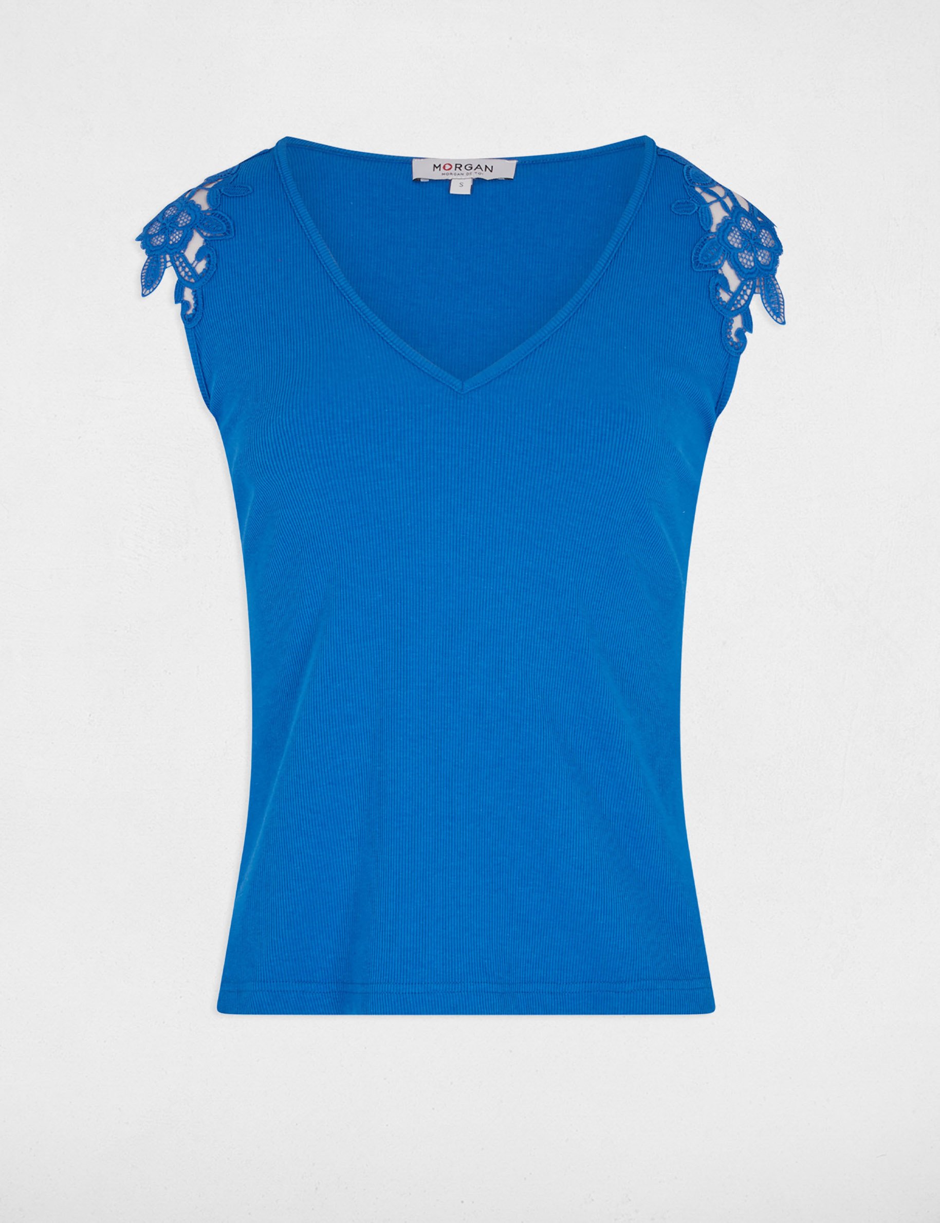 mouwloze top bleu electrique vrouw Mouwloze top bleu electrique vrouw