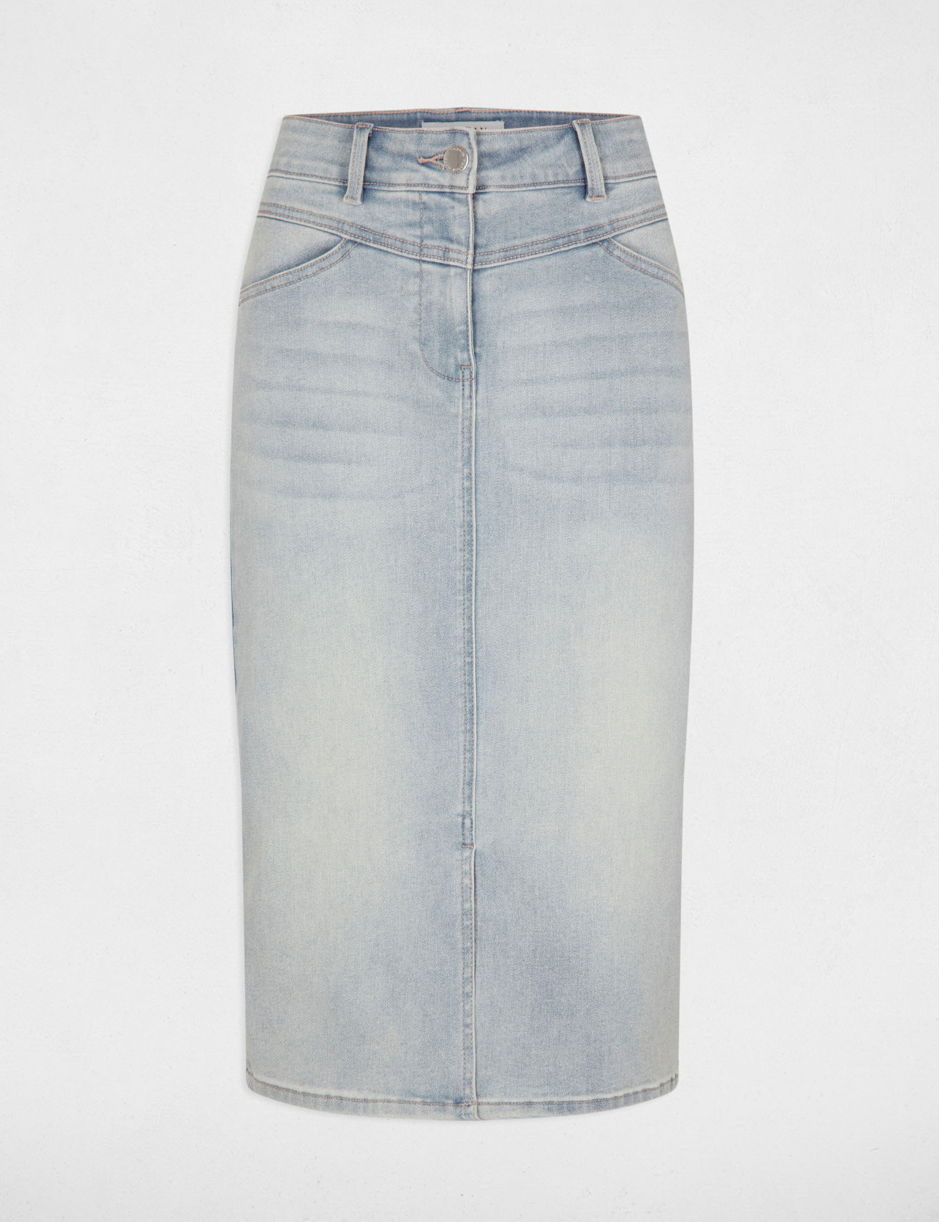 Jupe longueur genou en jean jean bleached femme