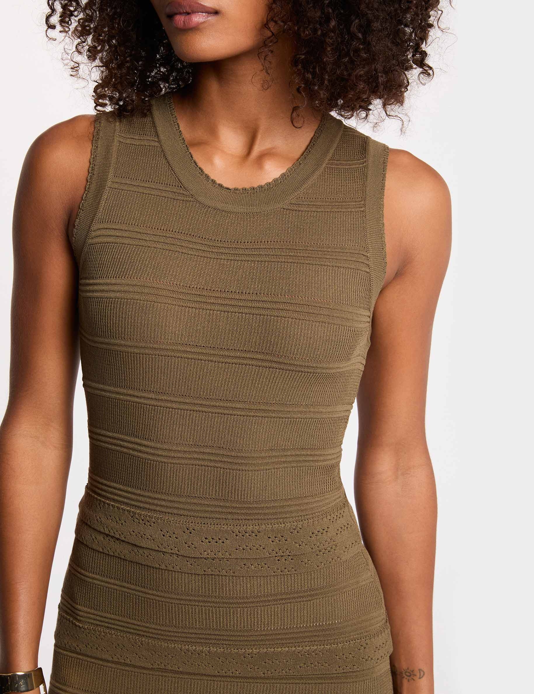 Robe longue cintr&eacute;e vert kaki femme