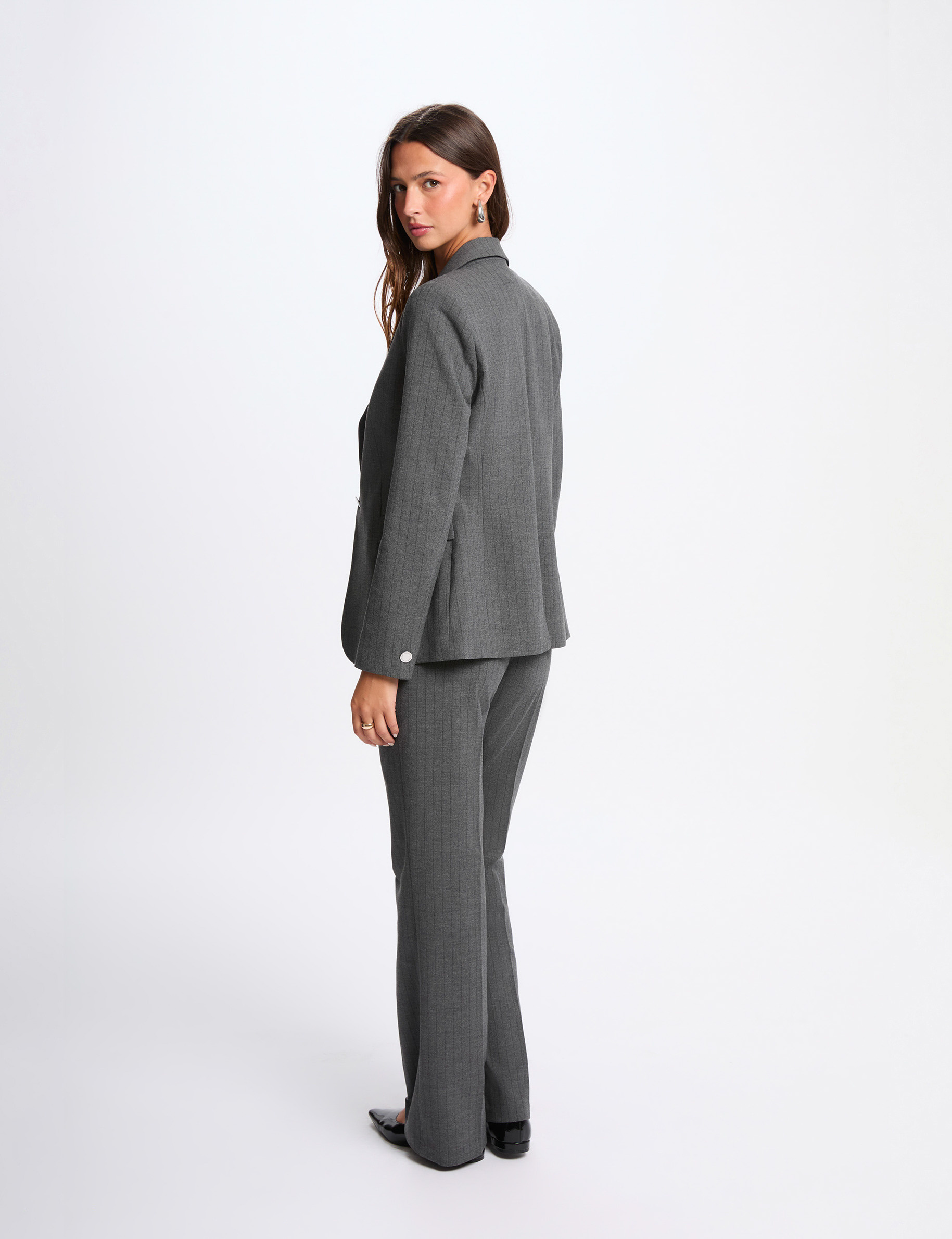 Blazer ajusté rayé gris moyen femme