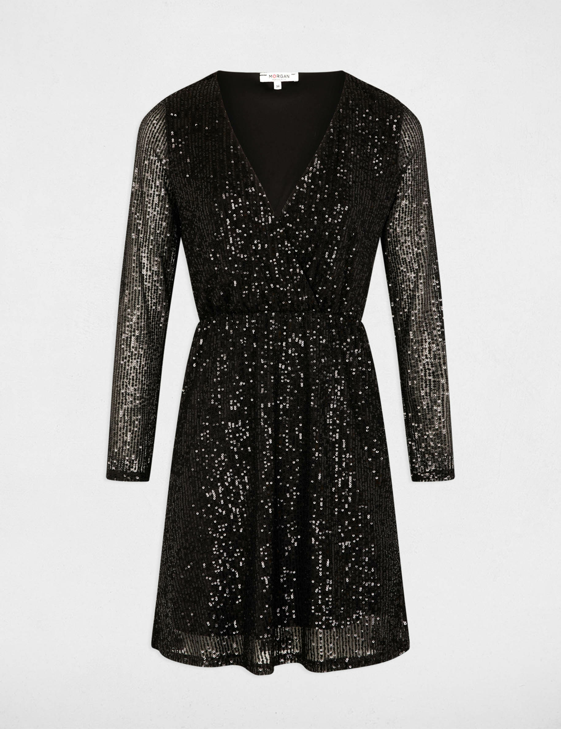 robe courte ajustee sequins noir femme Robe courte ajustée sequins noir femme