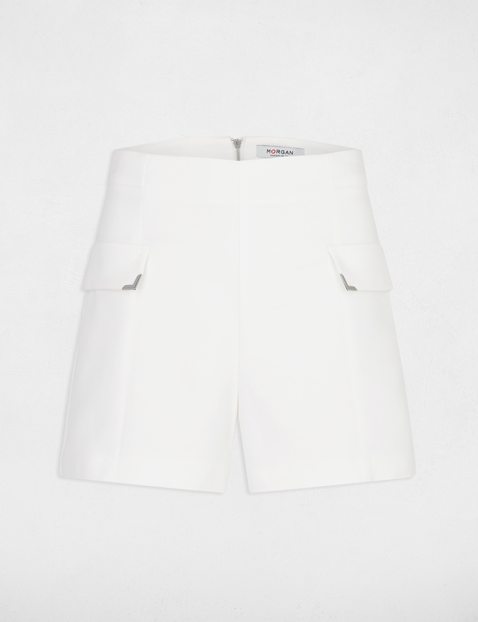 Short ajusté avec rabats ecru femme