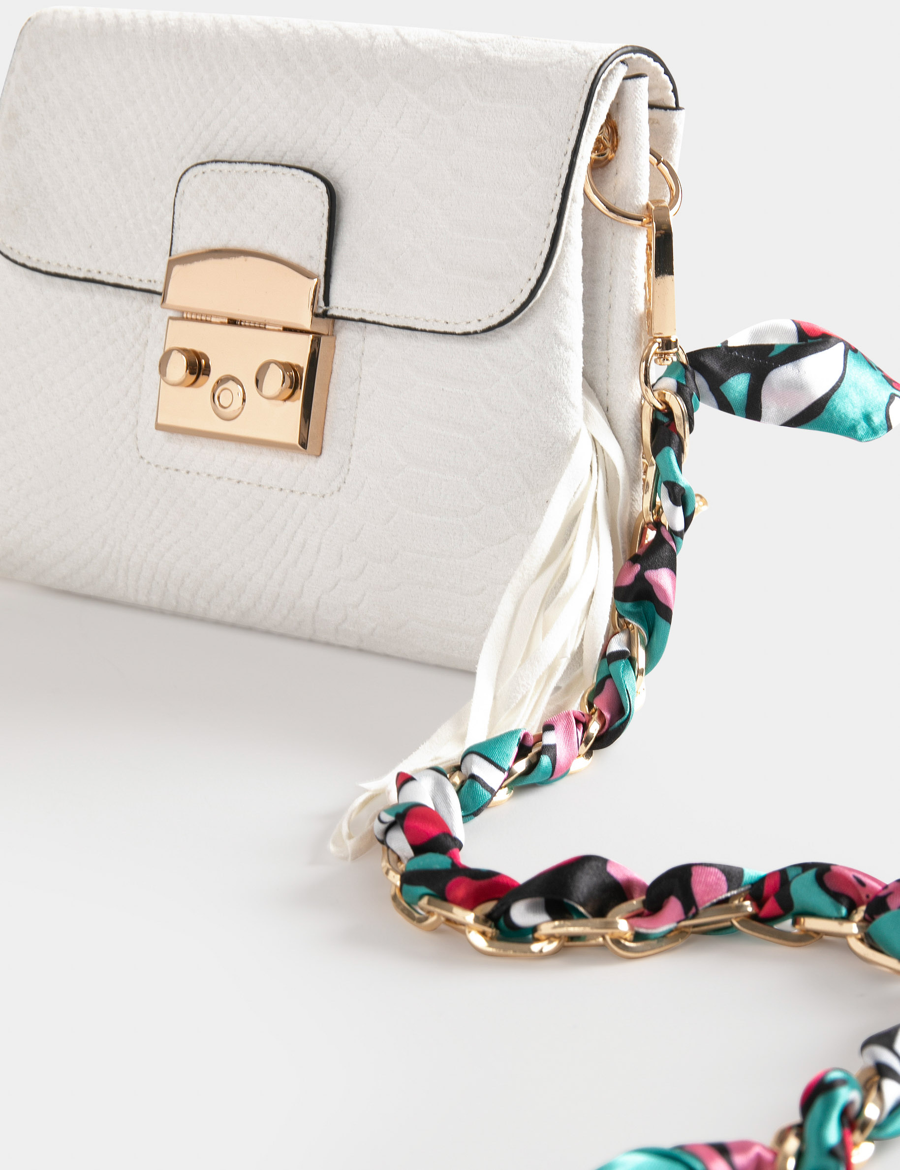 Sac pochette aspect python blanc femme