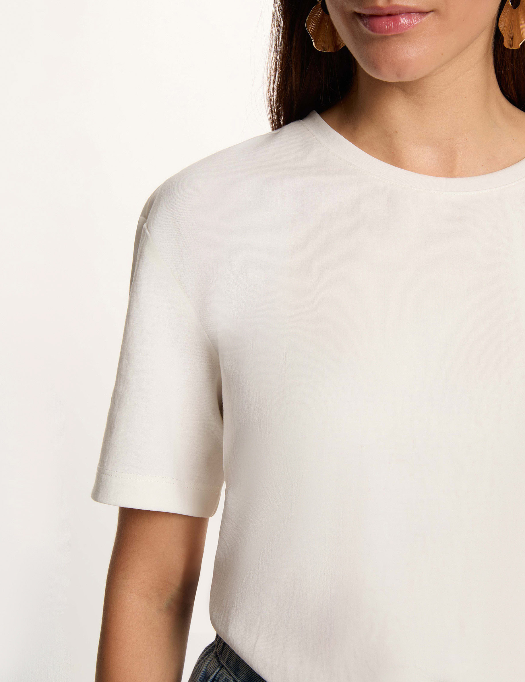 T-shirt met ronde hals helder wit vrouw