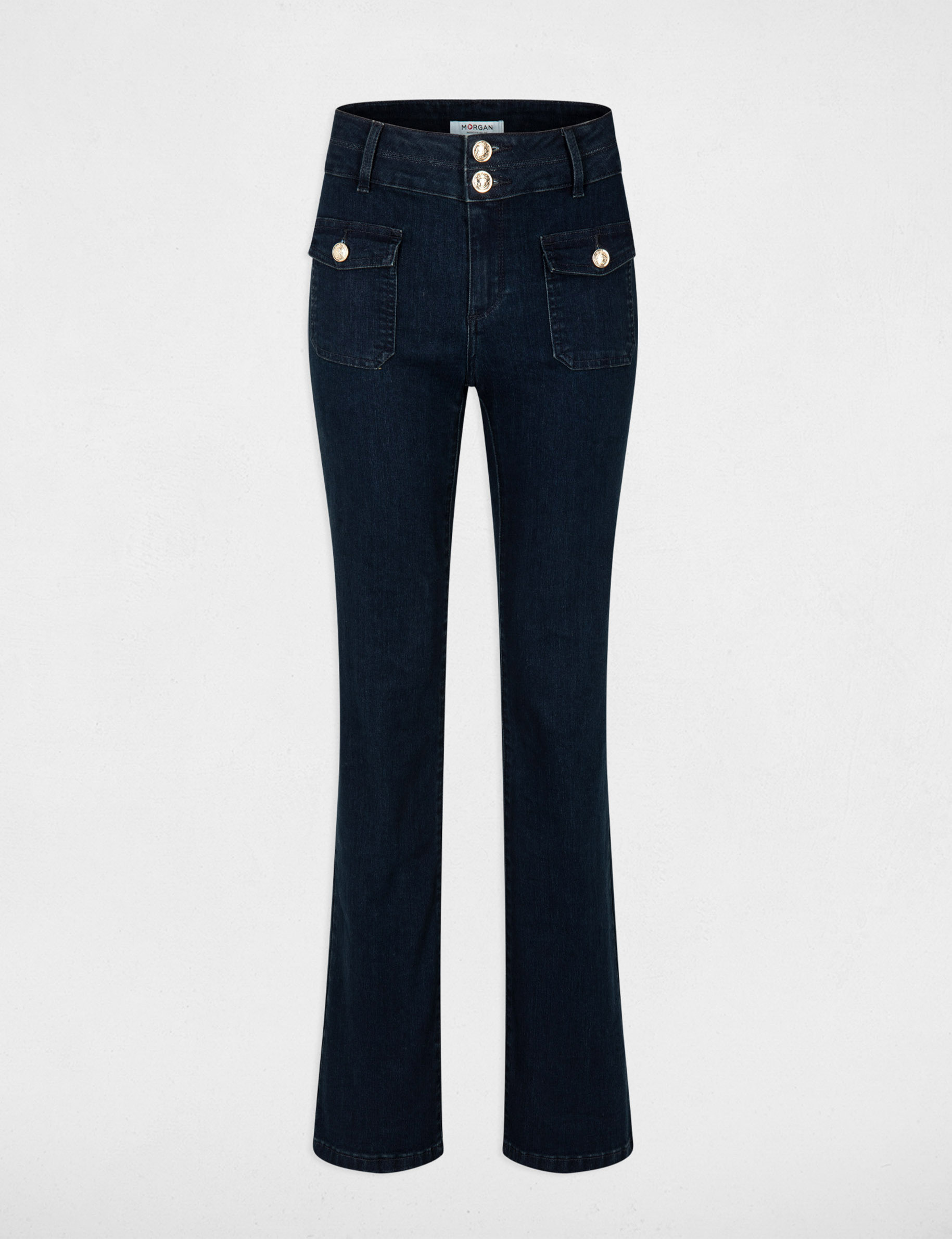 Bootcut jeans met hoge taille raw jeans vrouw