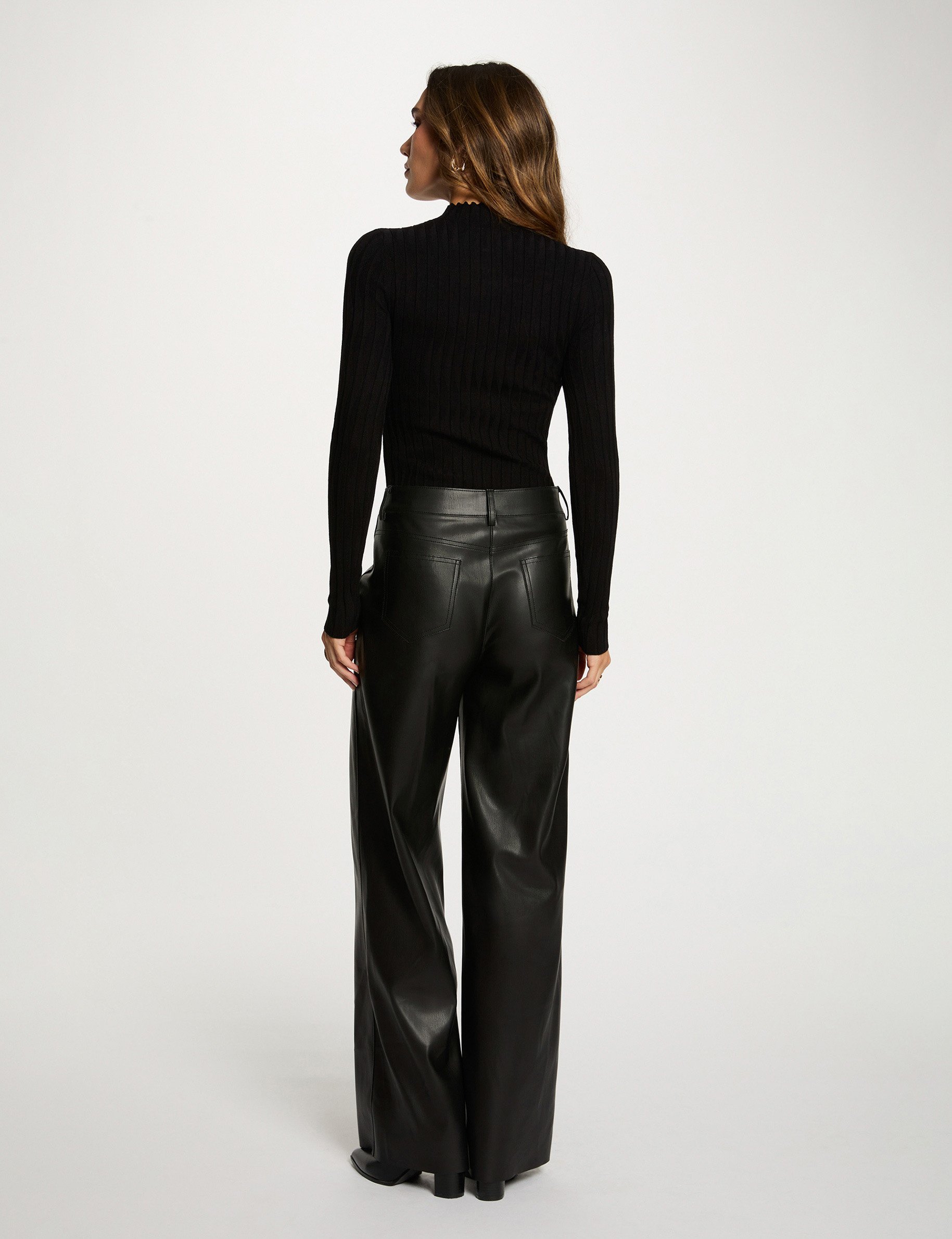 pantalon large taille haute noir femme Pantalon large taille haute noir femme