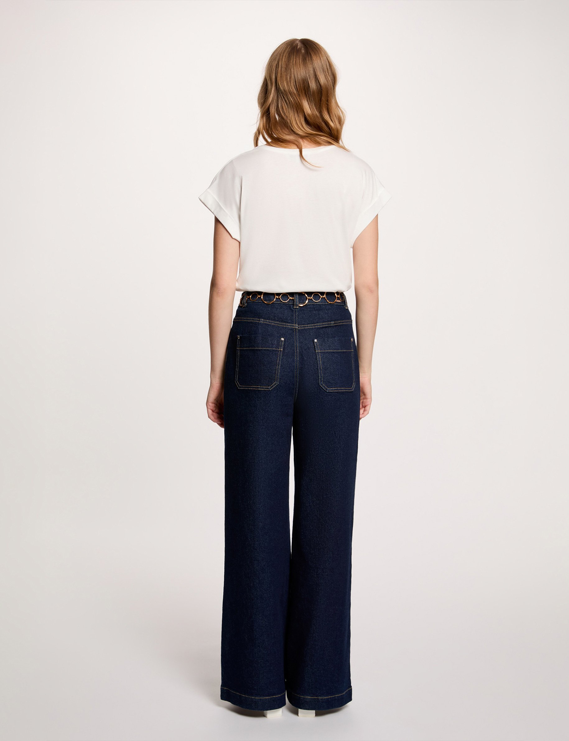 T-shirt col rond manches courtes blanc femme