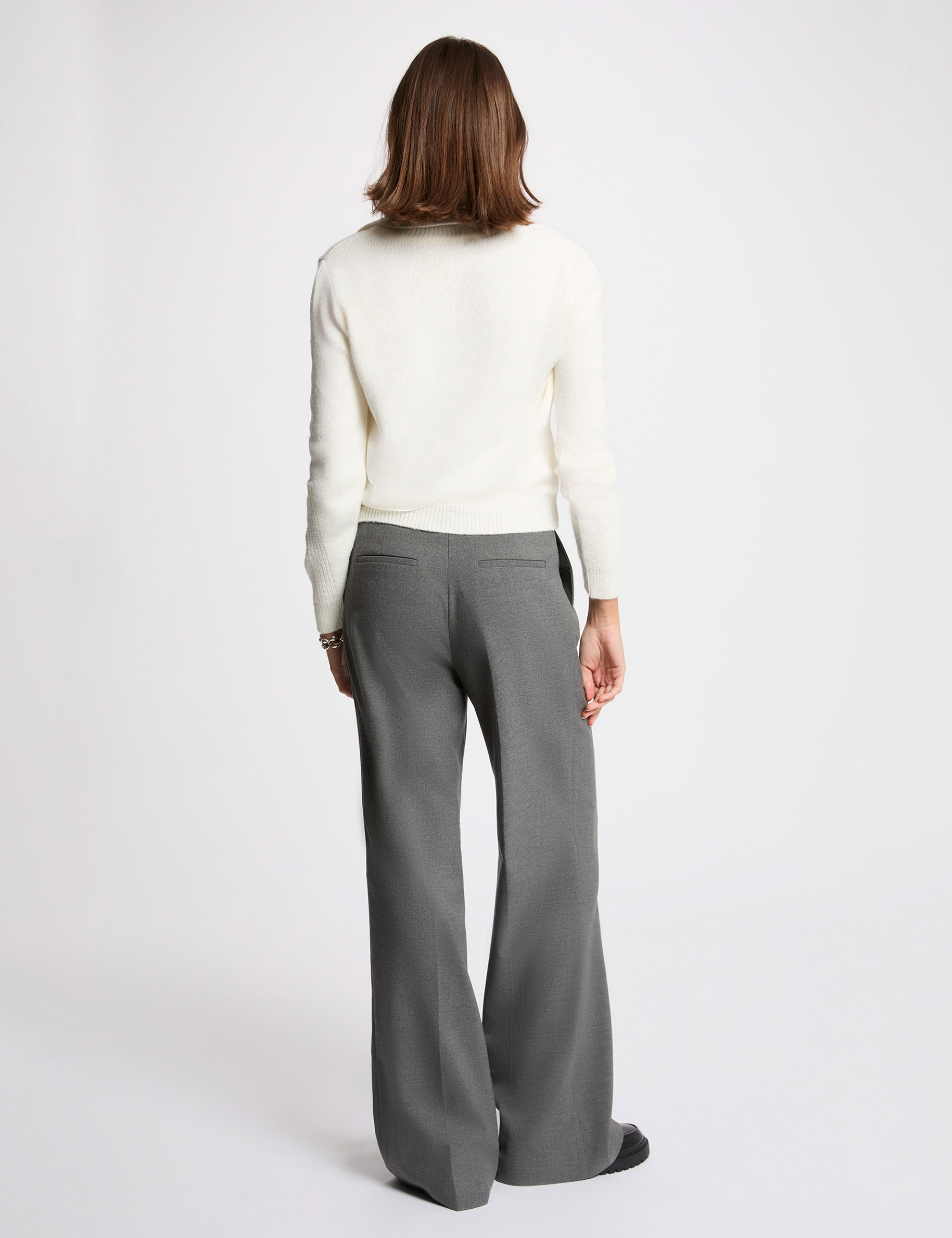 Pull col revers blanc femme