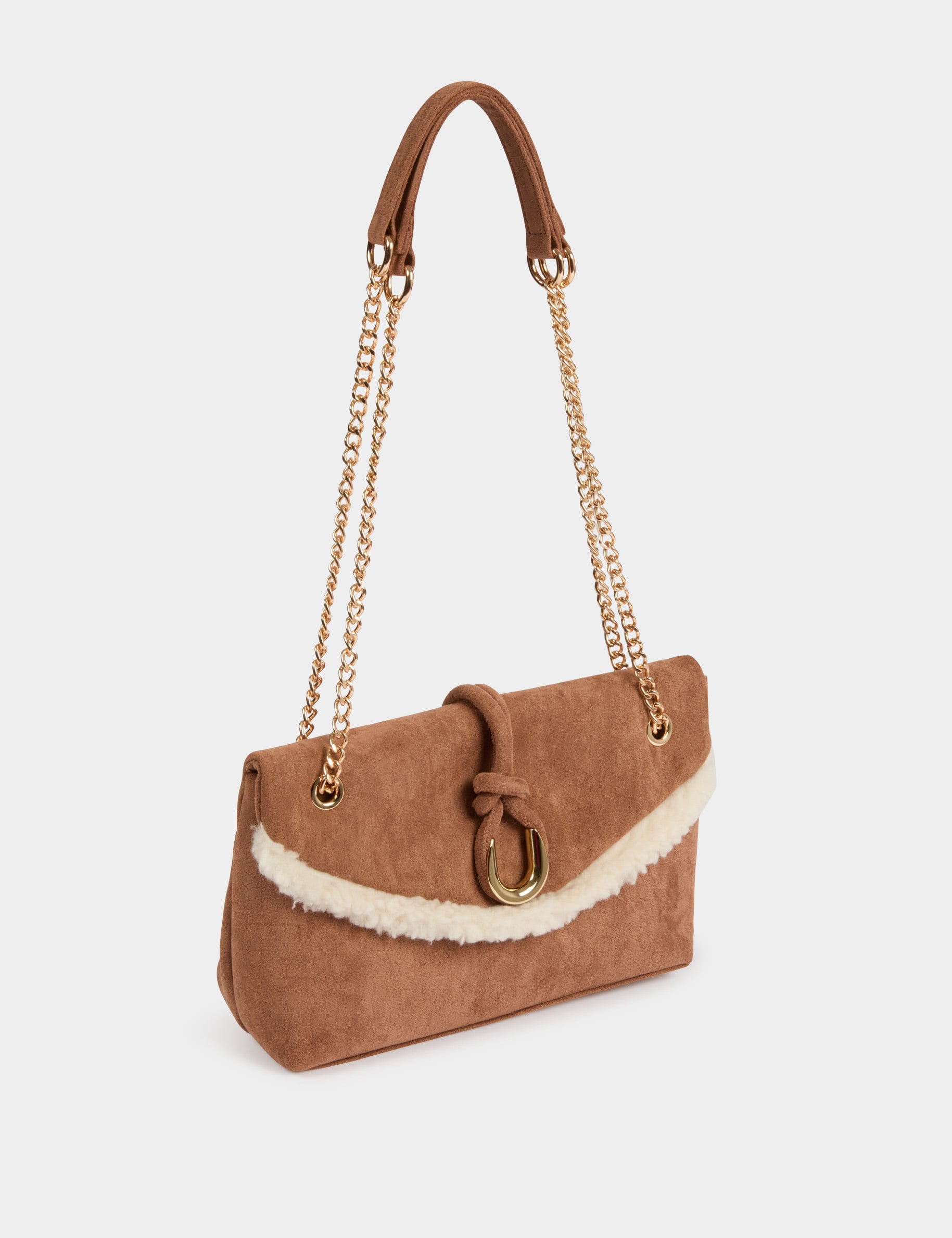 Su&egrave;de schoudertas camel vrouw