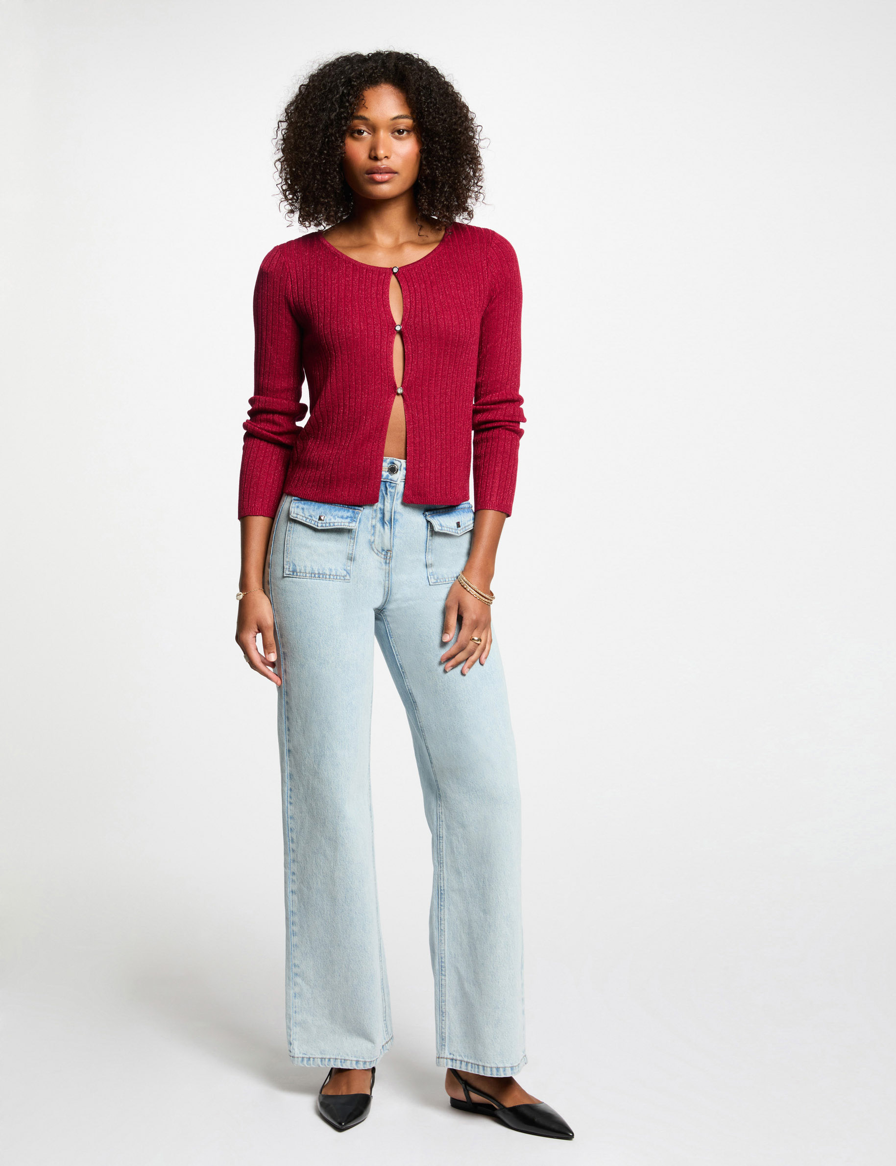 vest met lange mouwen donker rood vrouw Vest met lange mouwen donker rood vrouw
