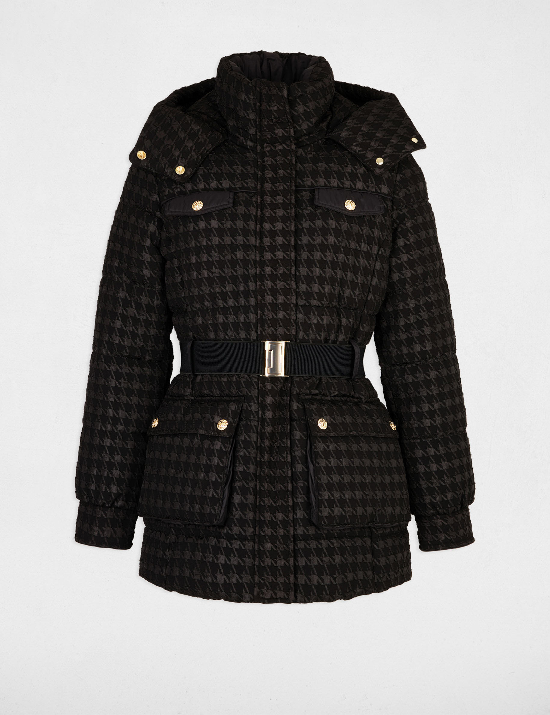 doudoune imprime pied de poule noir femme Doudoune imprimé pied de poule noir femme