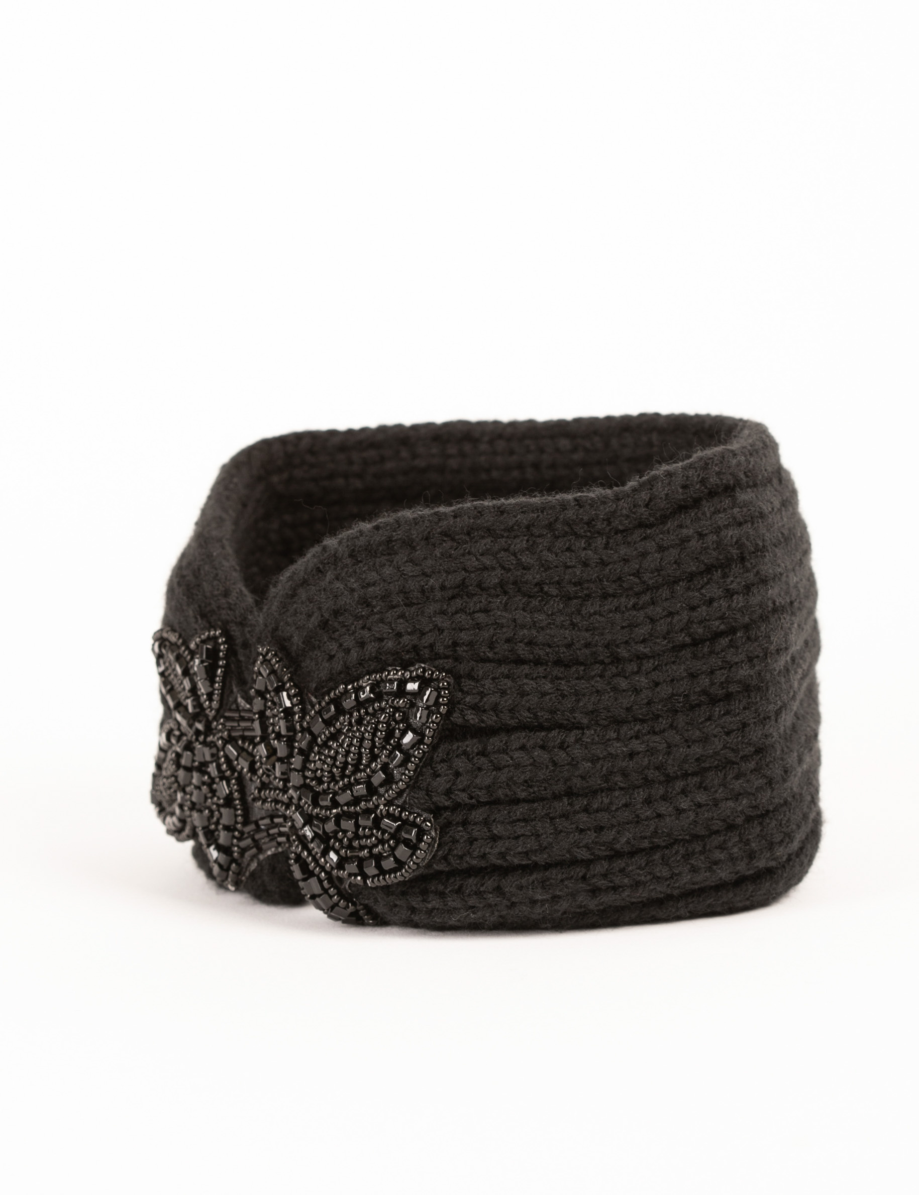 bandeau avec detail en perles noir femme zwart vrouw