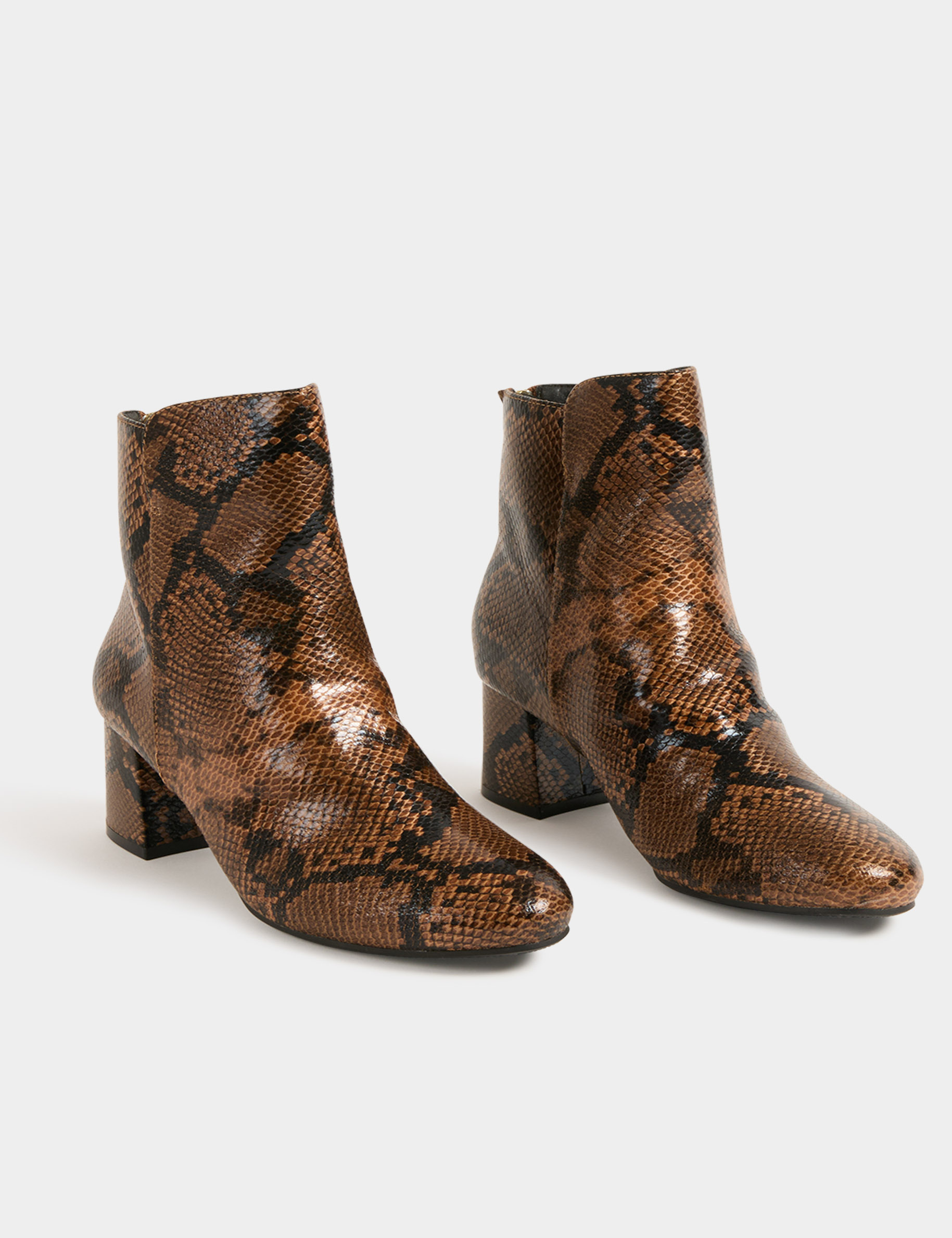 Bottines python a talons beige femme