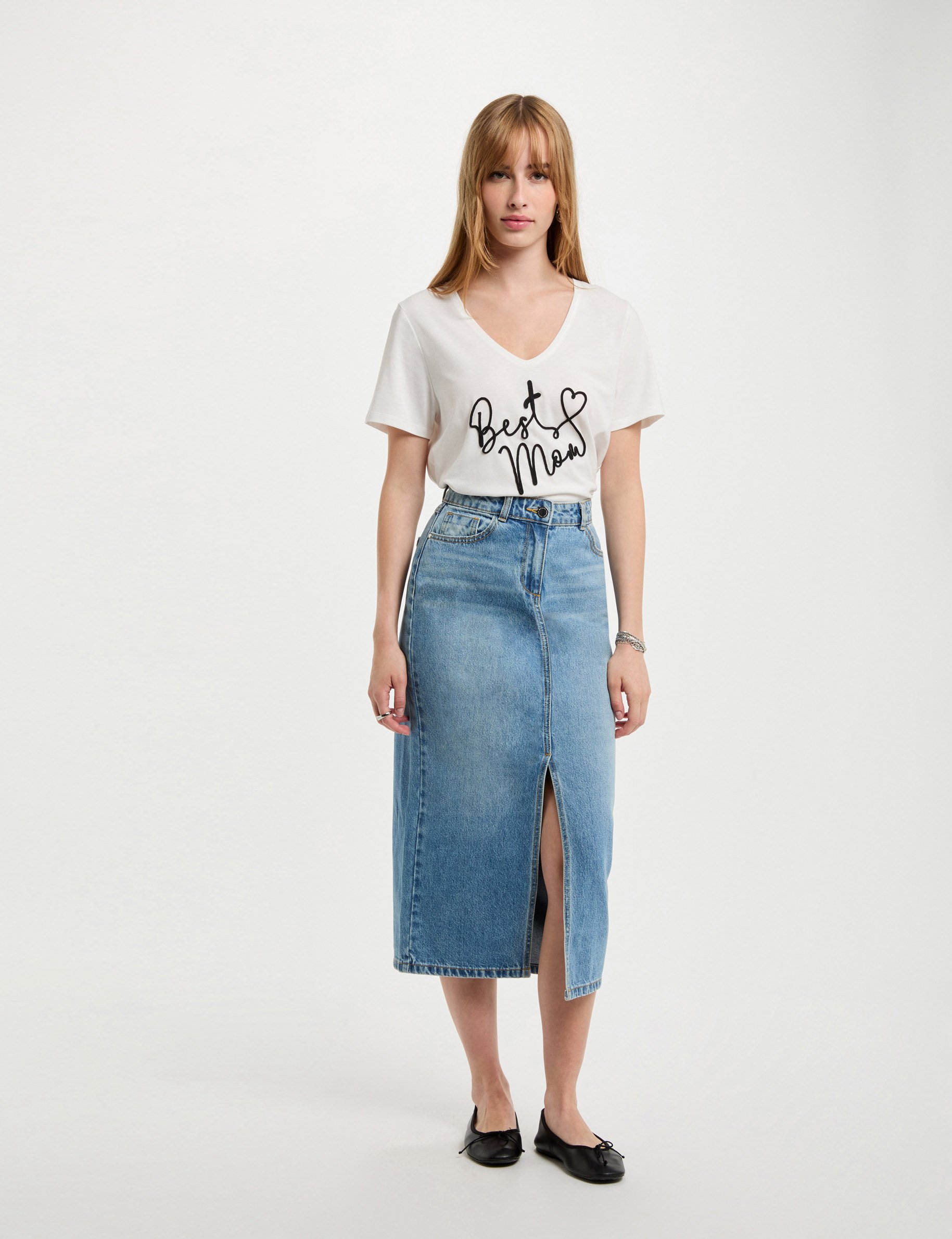 t shirt met opschrift helder wit vrouw T-shirt met opschrift helder wit vrouw