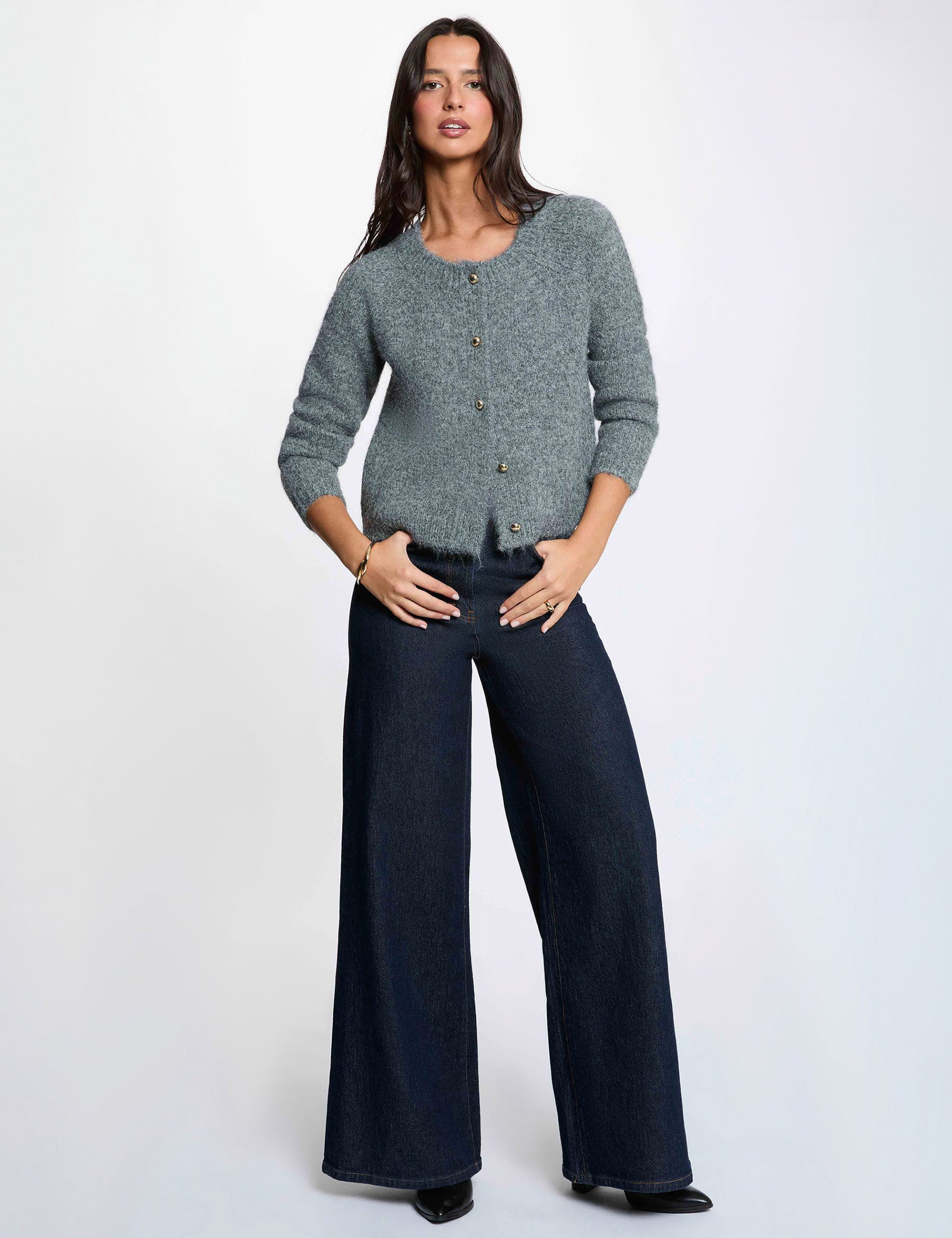 Vest met ronde hals gris clair vrouw