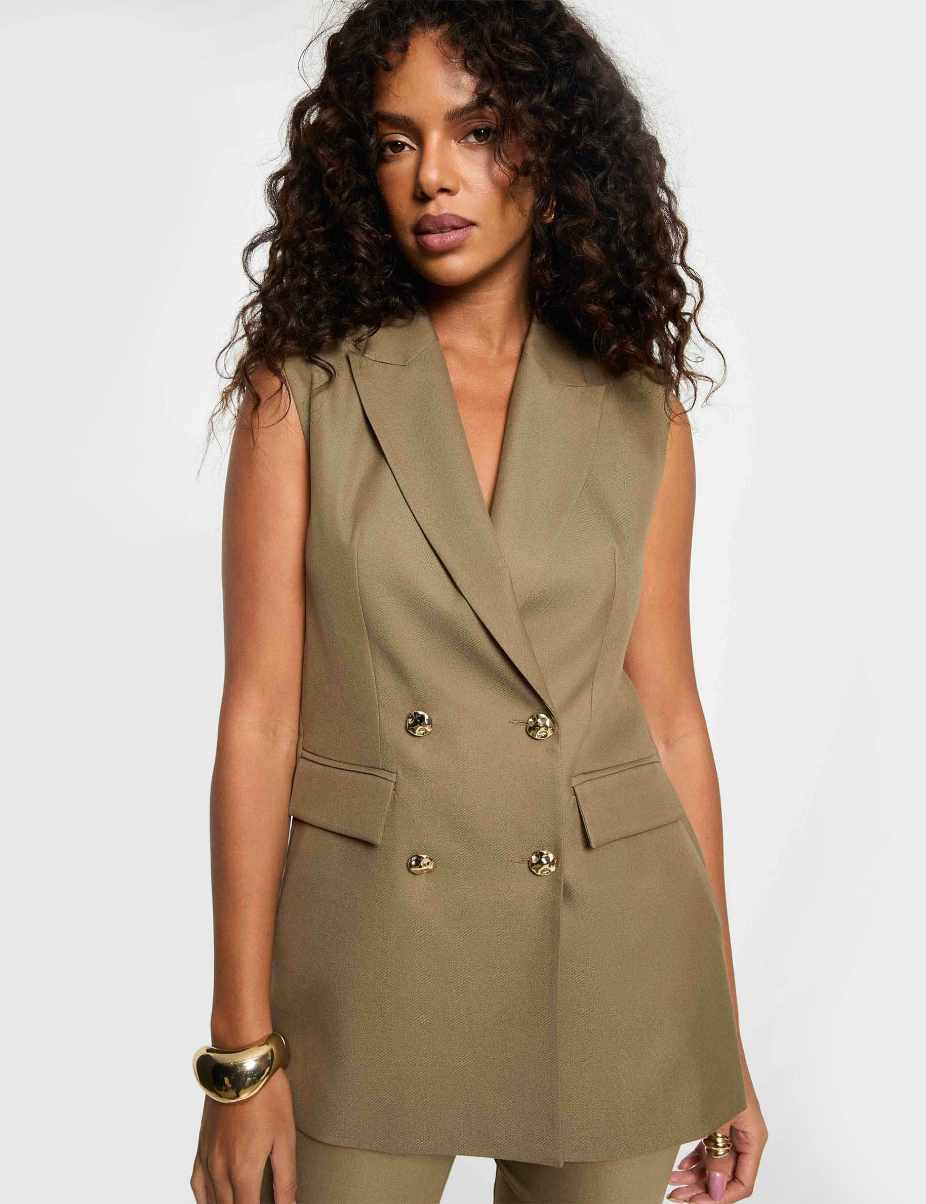 Mouwloze blazer brons vrouw