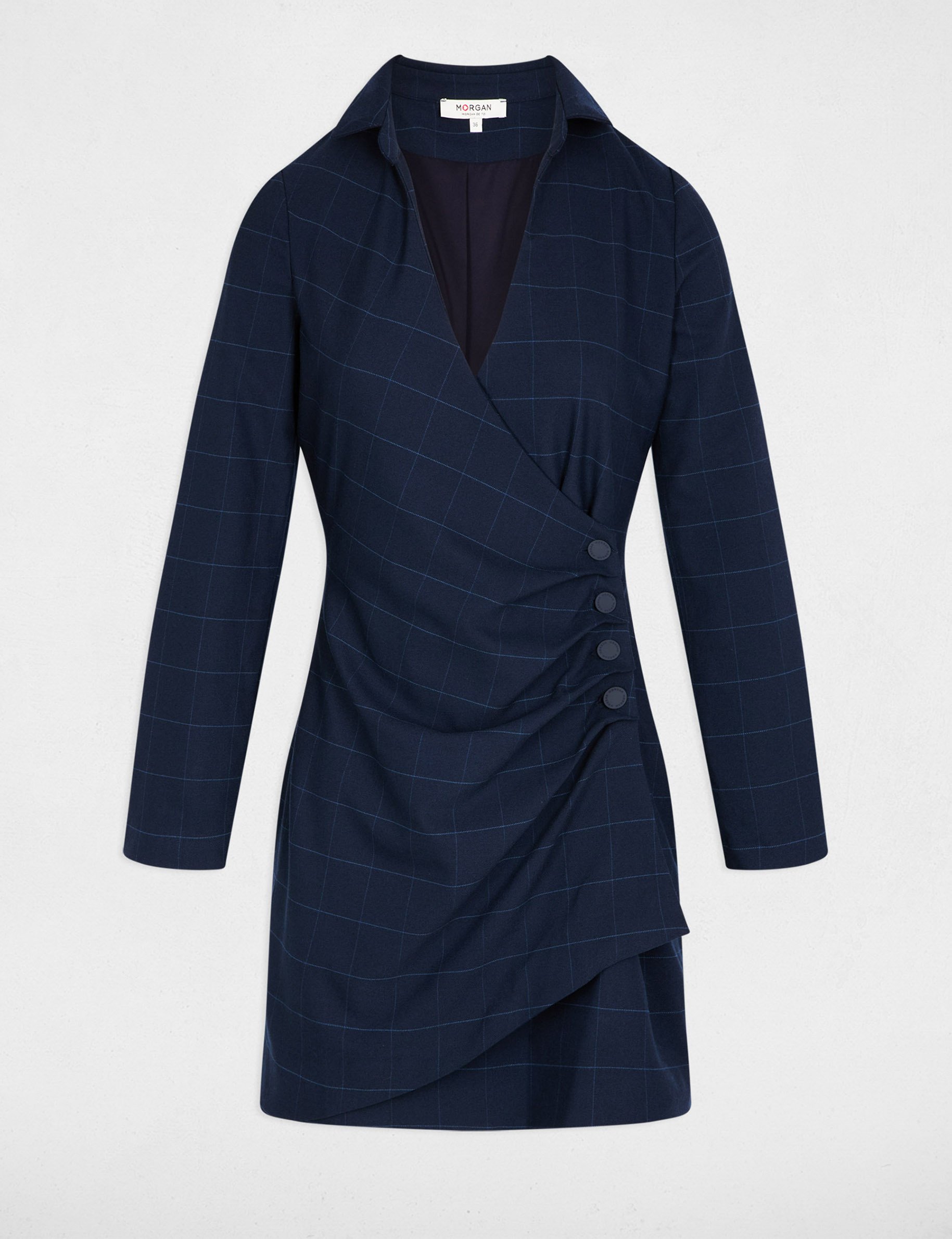 Robe courte portefeuille bleu marine femme