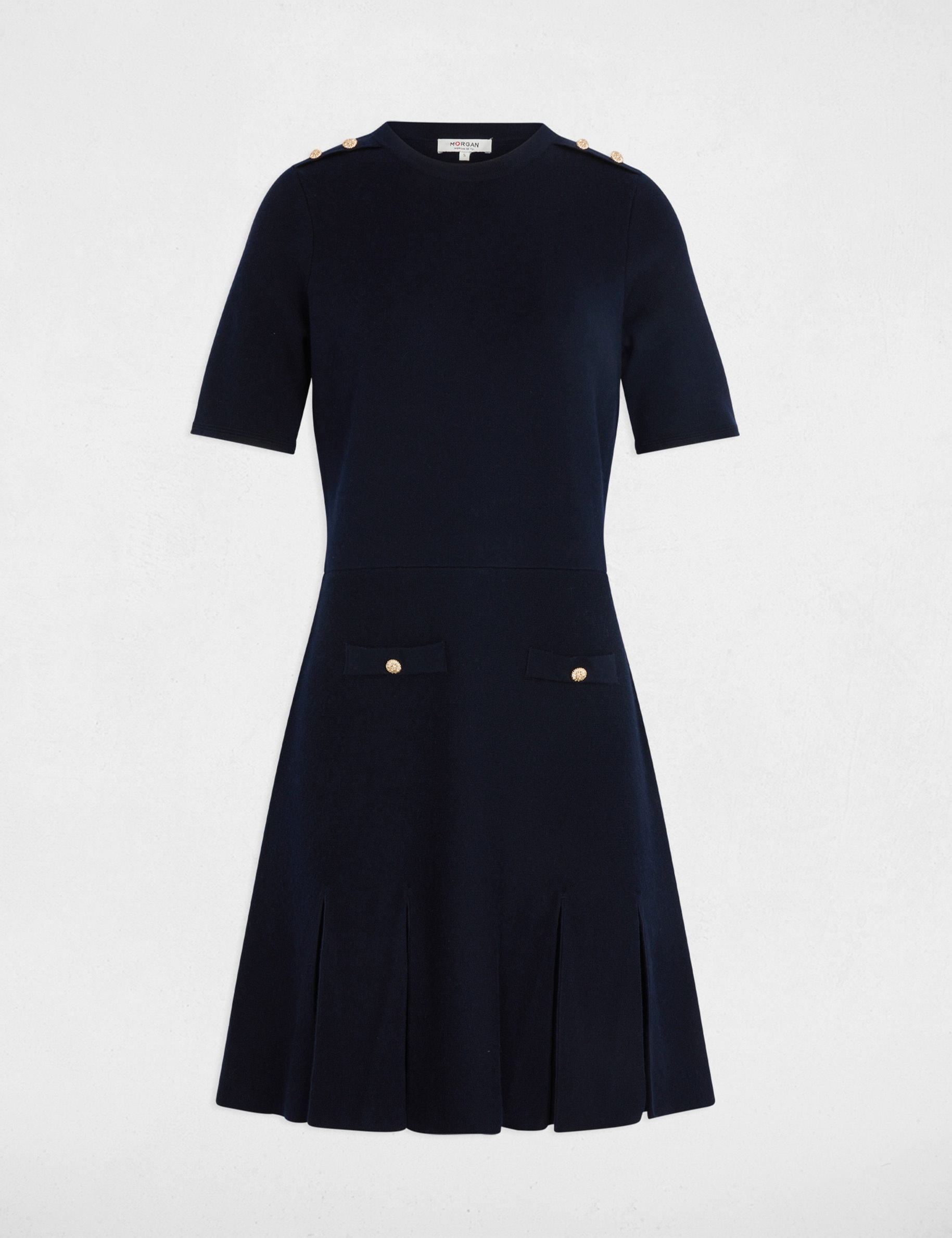 Robe courte trapèze bleu marine femme