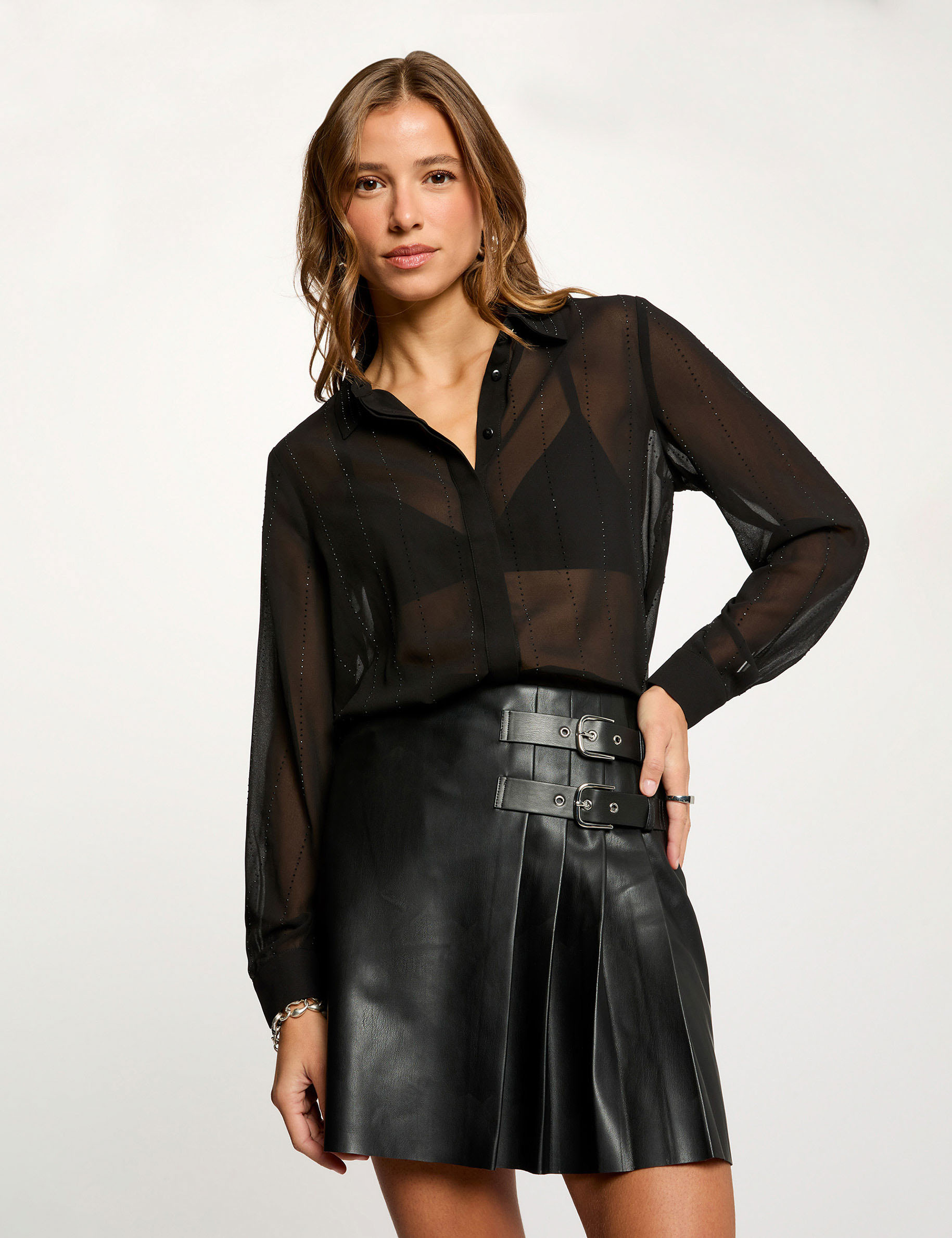 Jupe courte similicuir noir femme