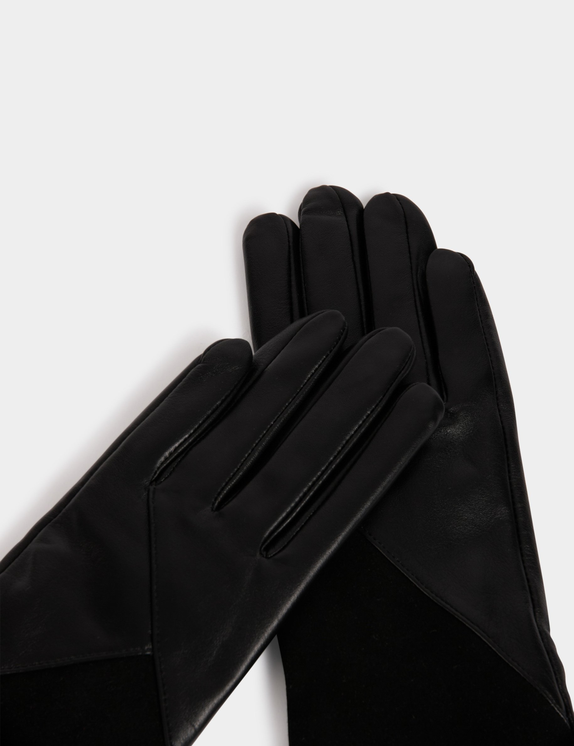 Gants bimatière noir femme