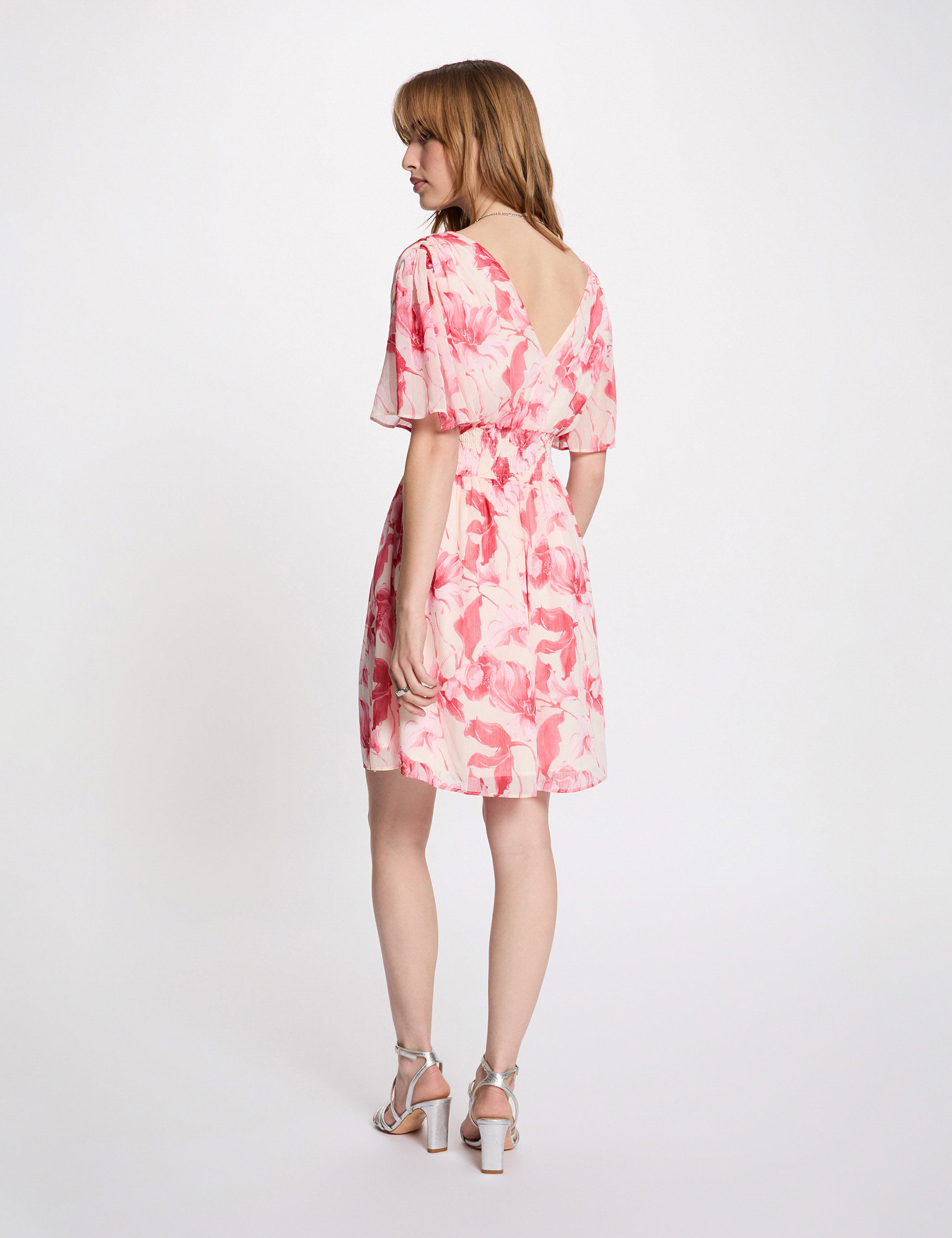 Robe cache-coeur manches volant&eacute;es multicolore femme