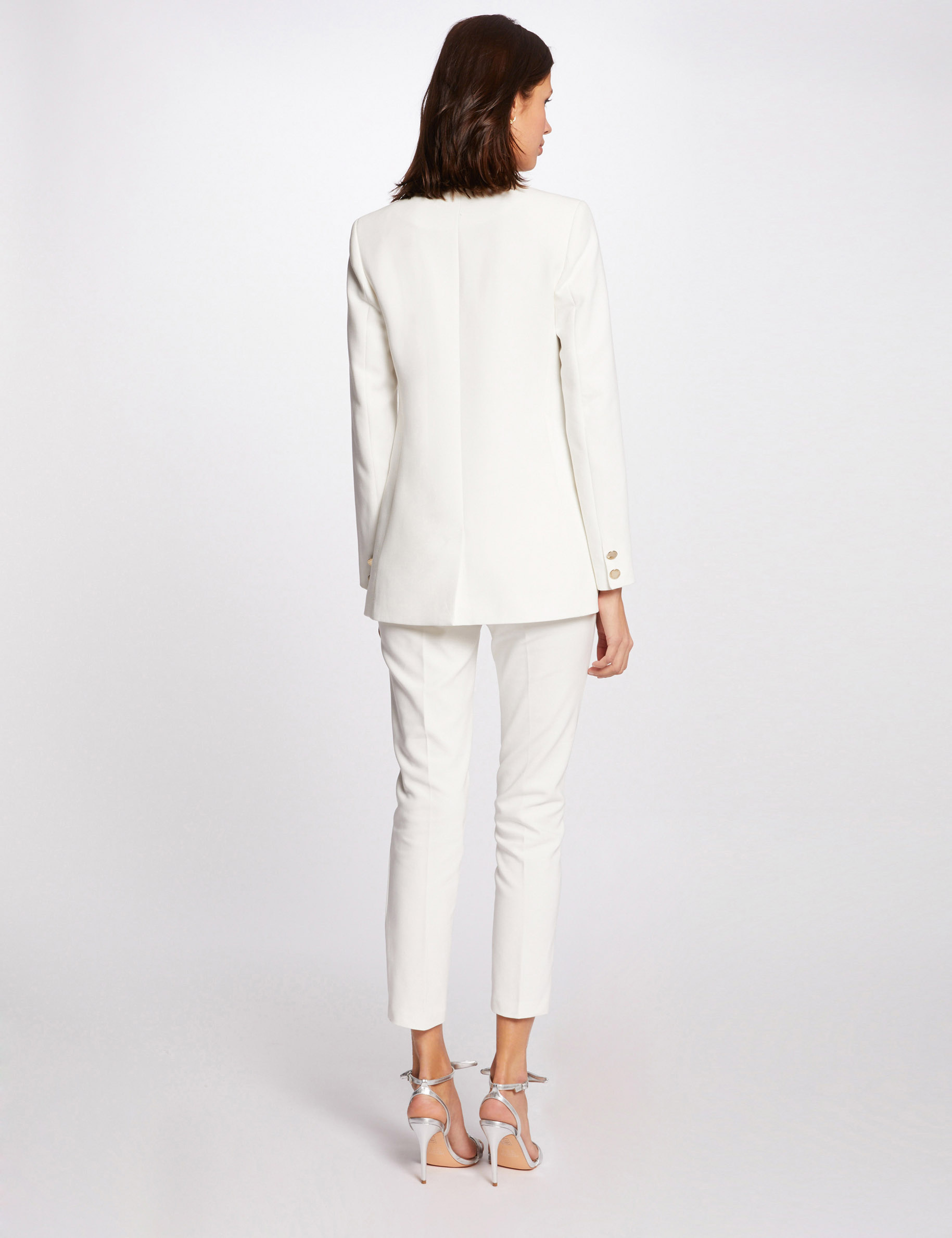 78 broek met ceintuur ecru vrouw 7/8 broek met ceintuur ecru vrouw