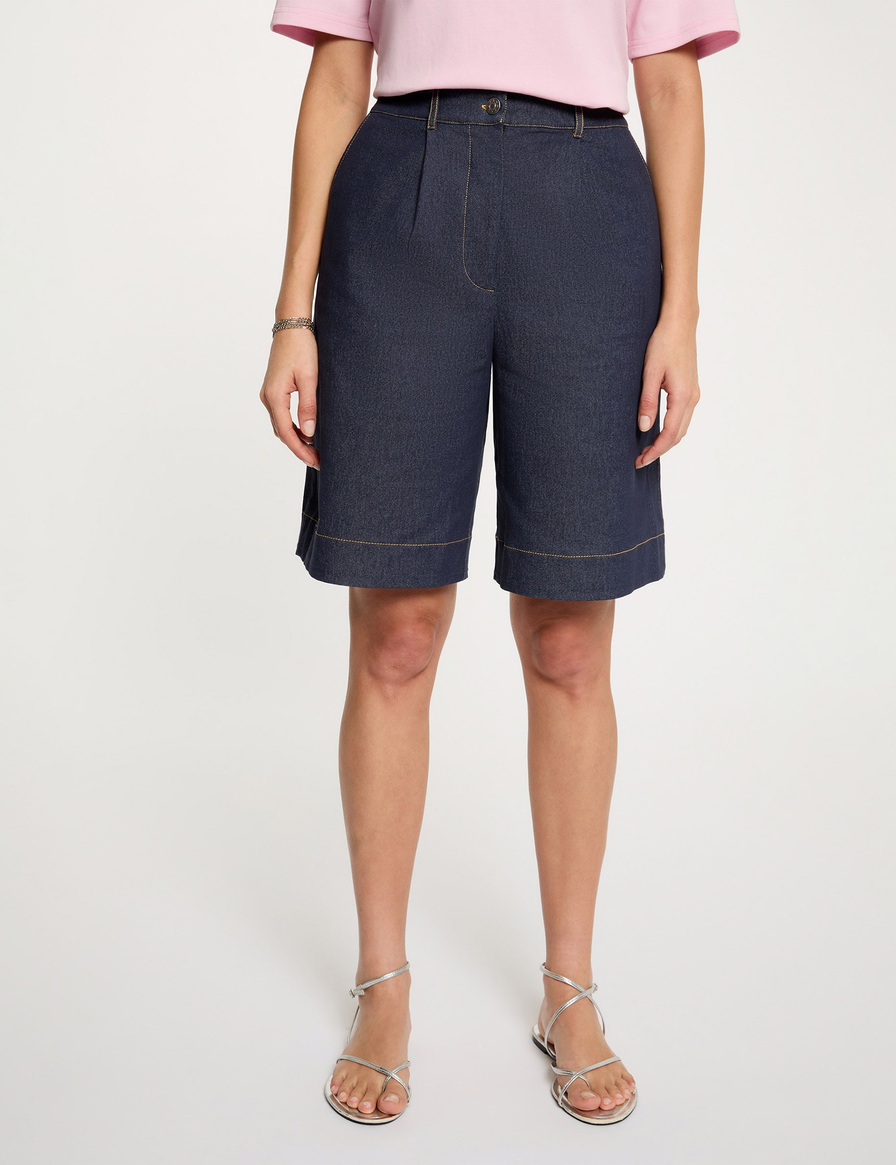 Short large en jean denim brut femme