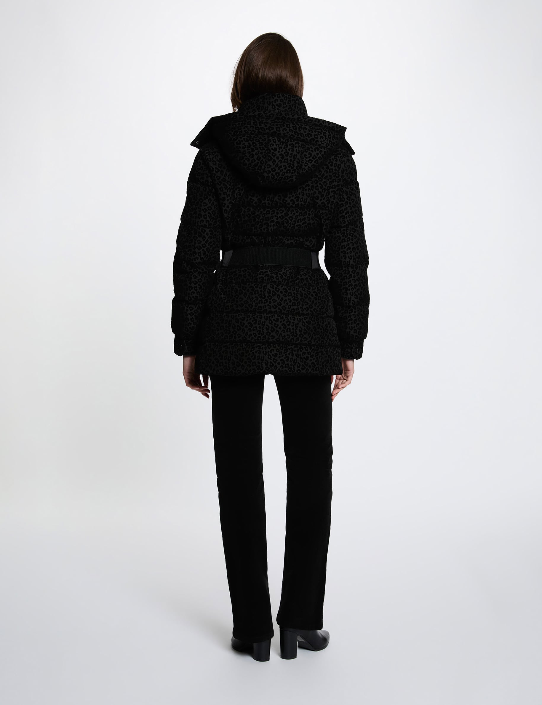Doudoune ceintur&eacute;e noir femme