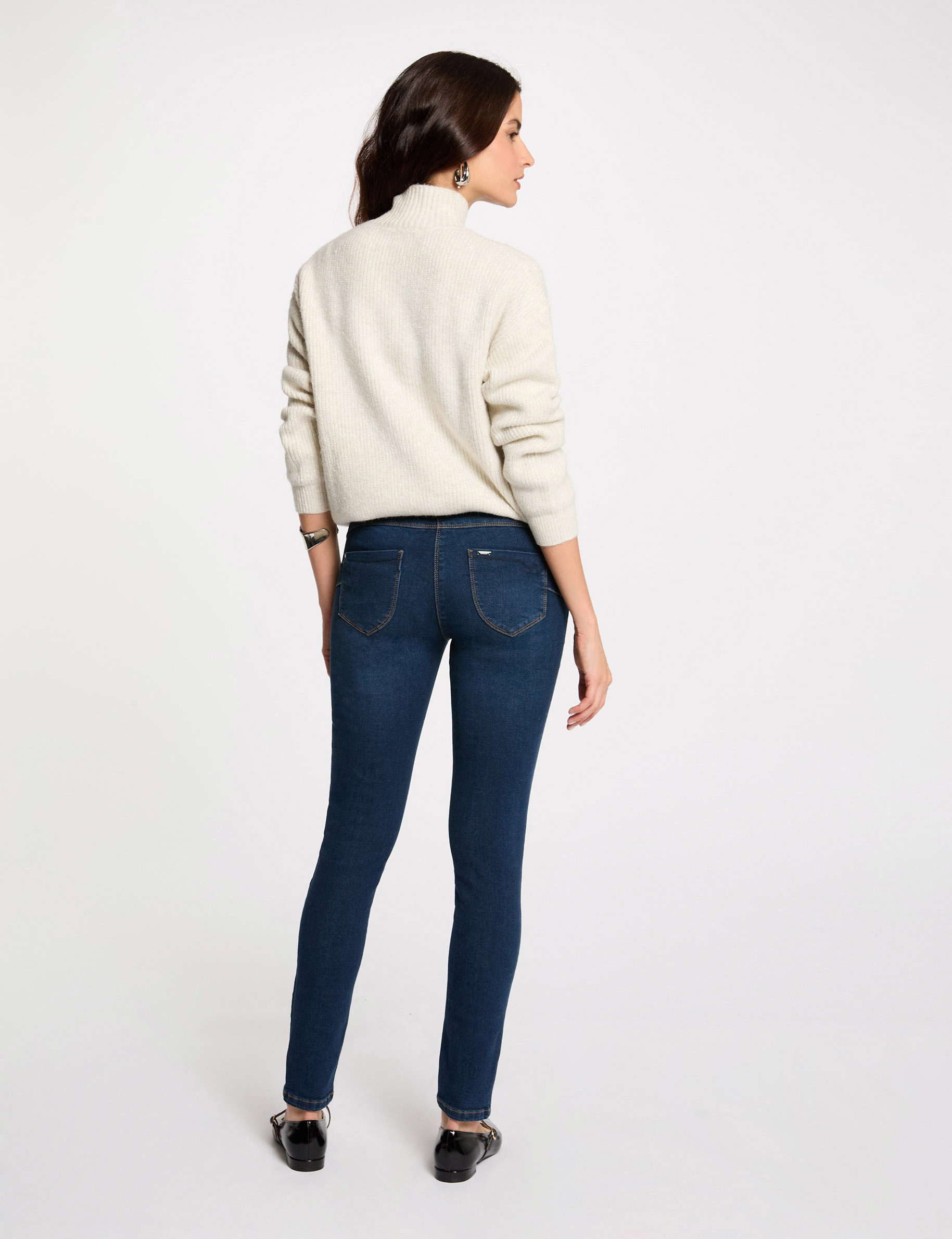 pull manches longues avec boutons ivoire femme Pull manches longues avec boutons ivoire femme