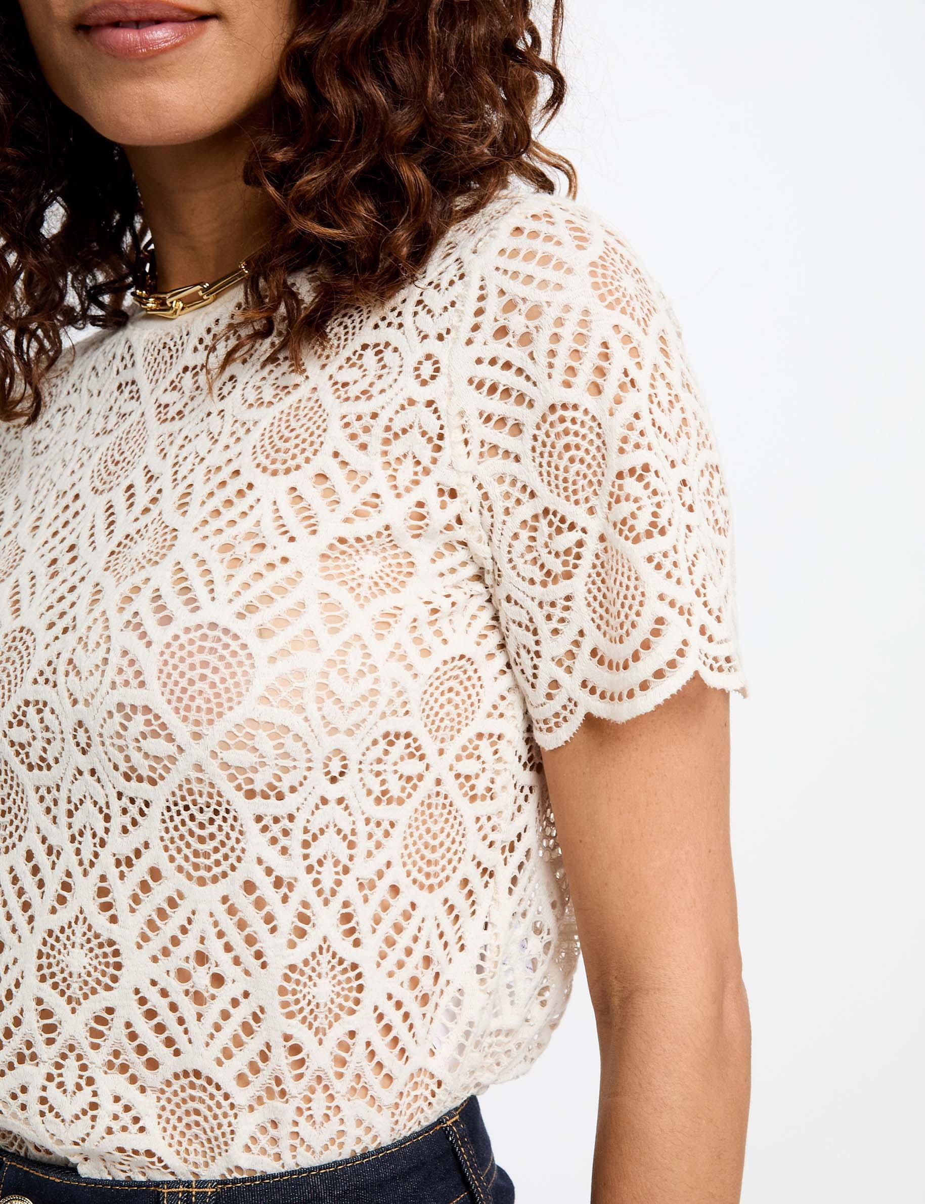 T-shirt met korte mouwen ivoor vrouw