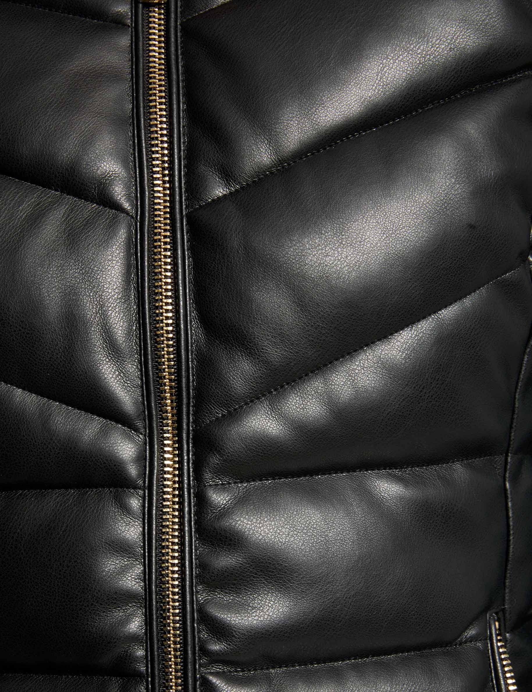 doudoune simili cuir capuche noir femme null