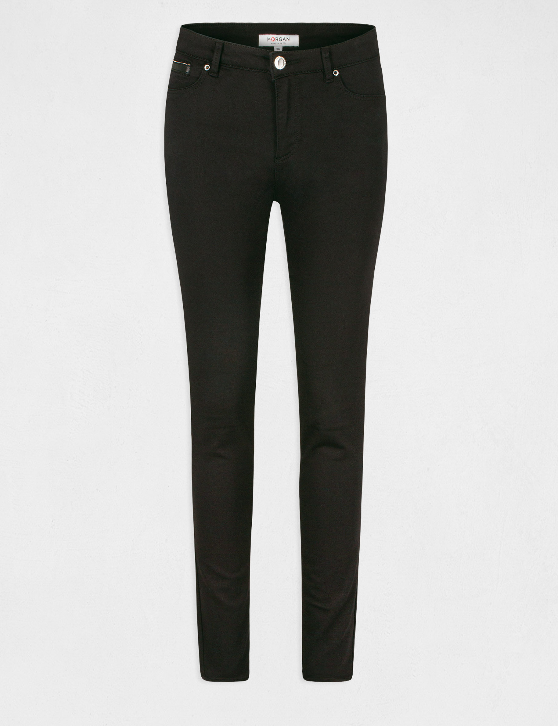 Pantalon slim satin noir femme