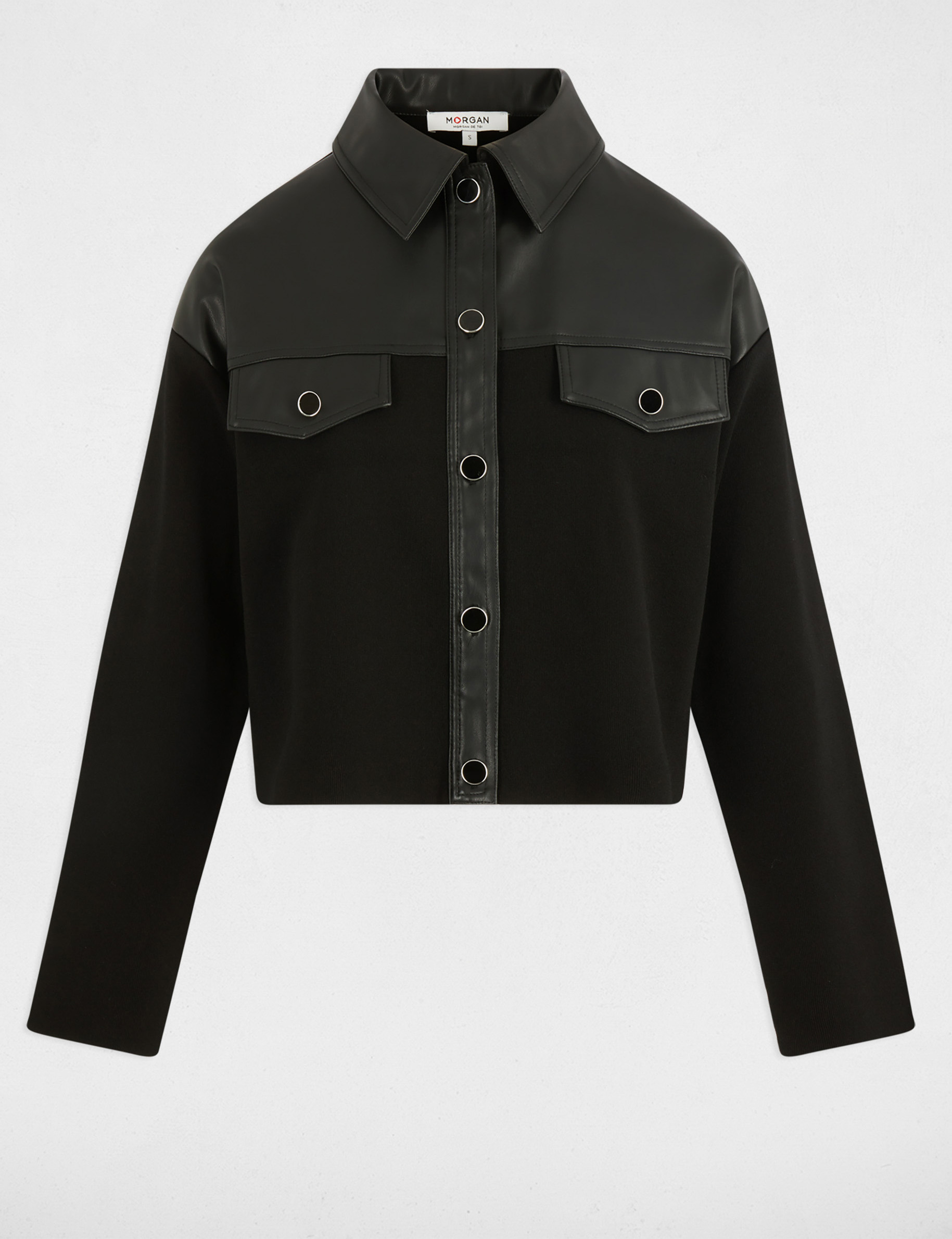 veste droite cropped noir femme Veste droite cropped noir femme
