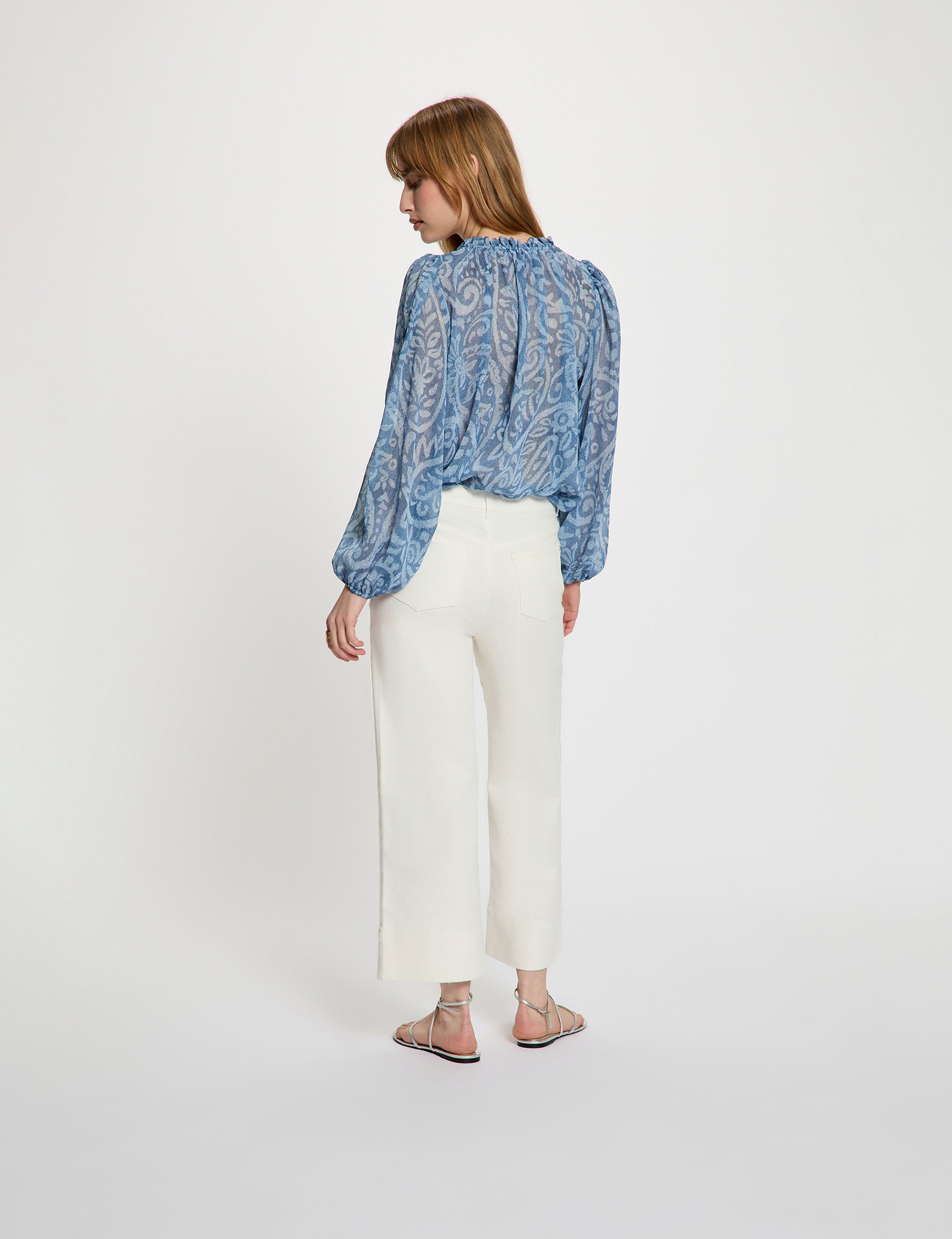 Top met pofmouwen meerkleurig vrouw