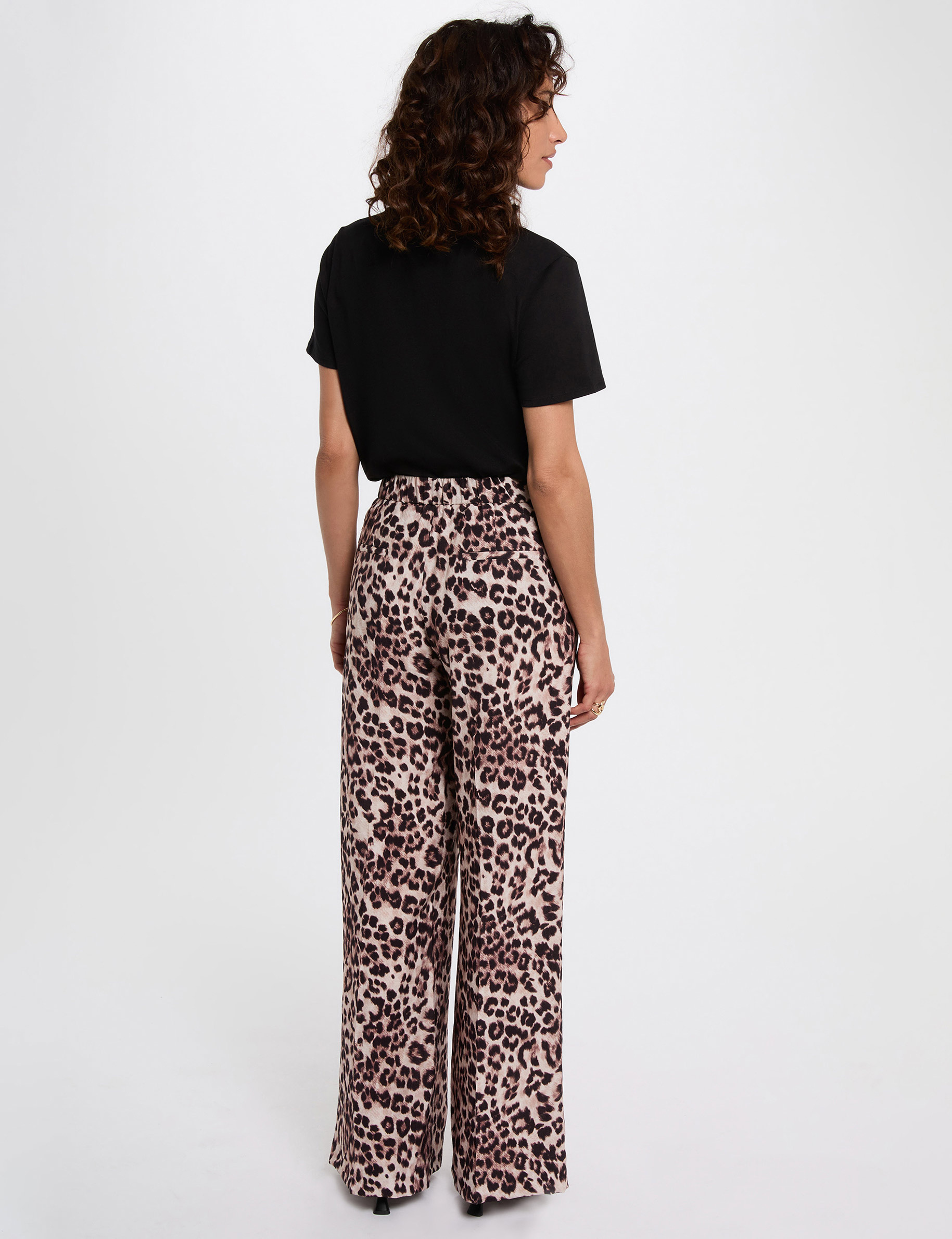 Pantalon droit fluide multicolore femme