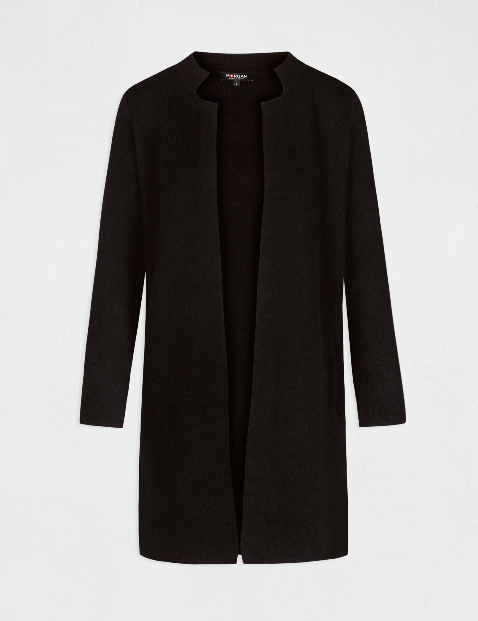 Gilet droit &agrave; col crant&eacute; gris anthracite femme