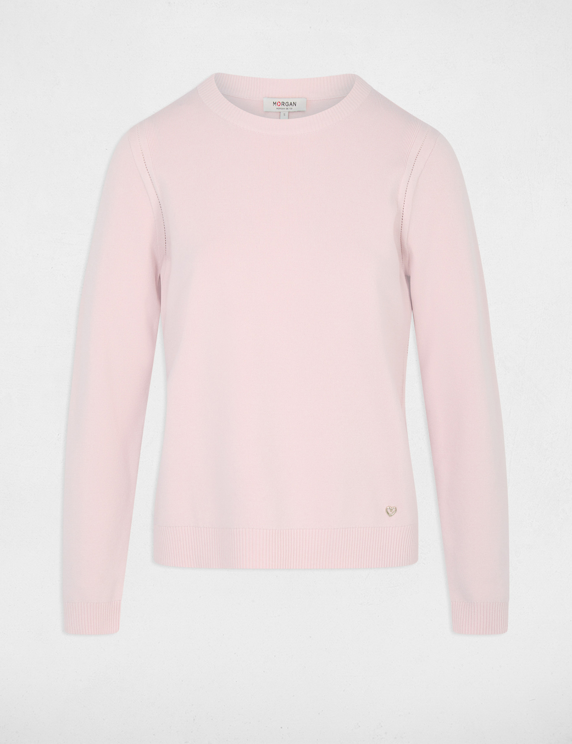 Pull maille relief rose clair femme